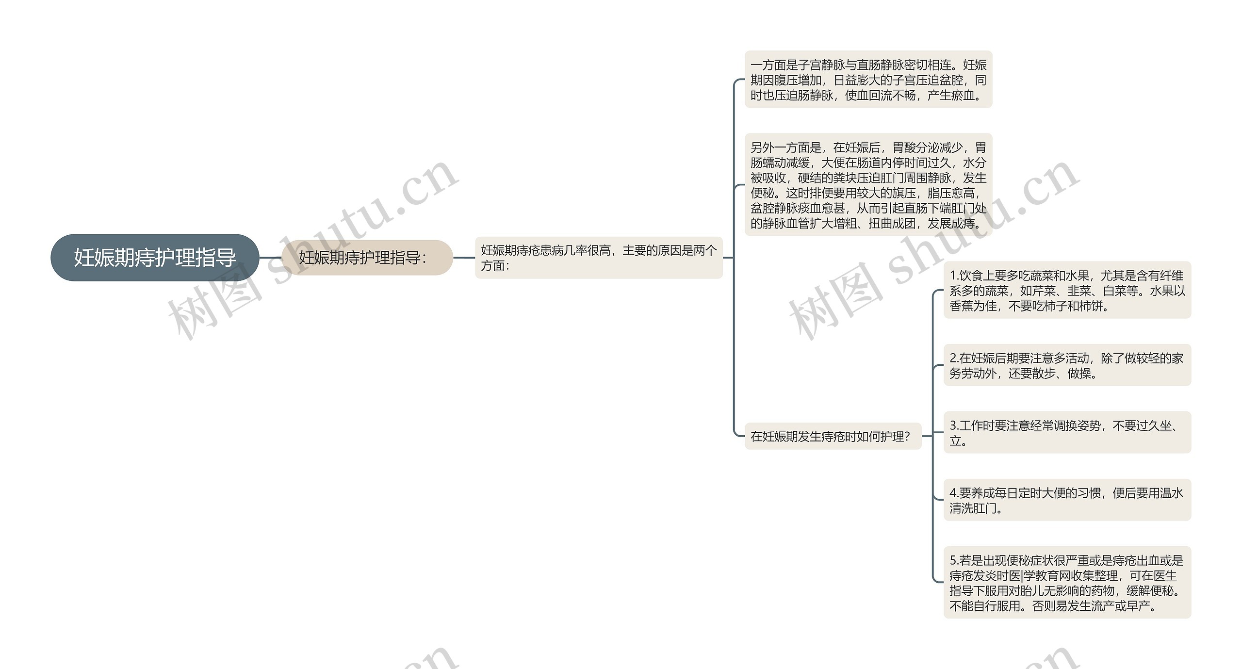 妊娠期痔护理指导思维导图