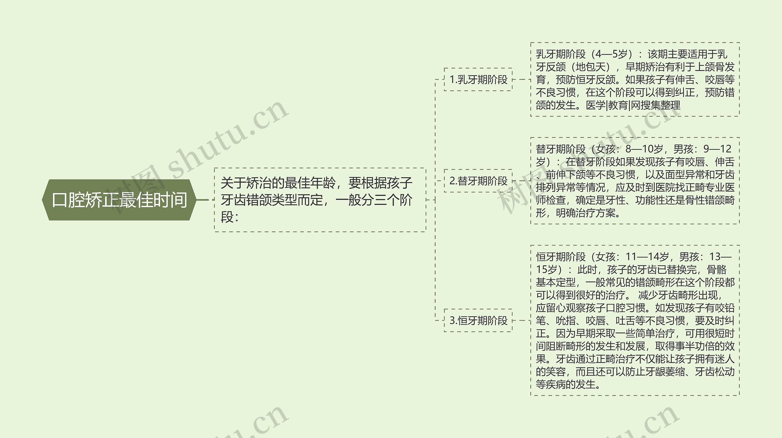 口腔矫正最佳时间思维导图