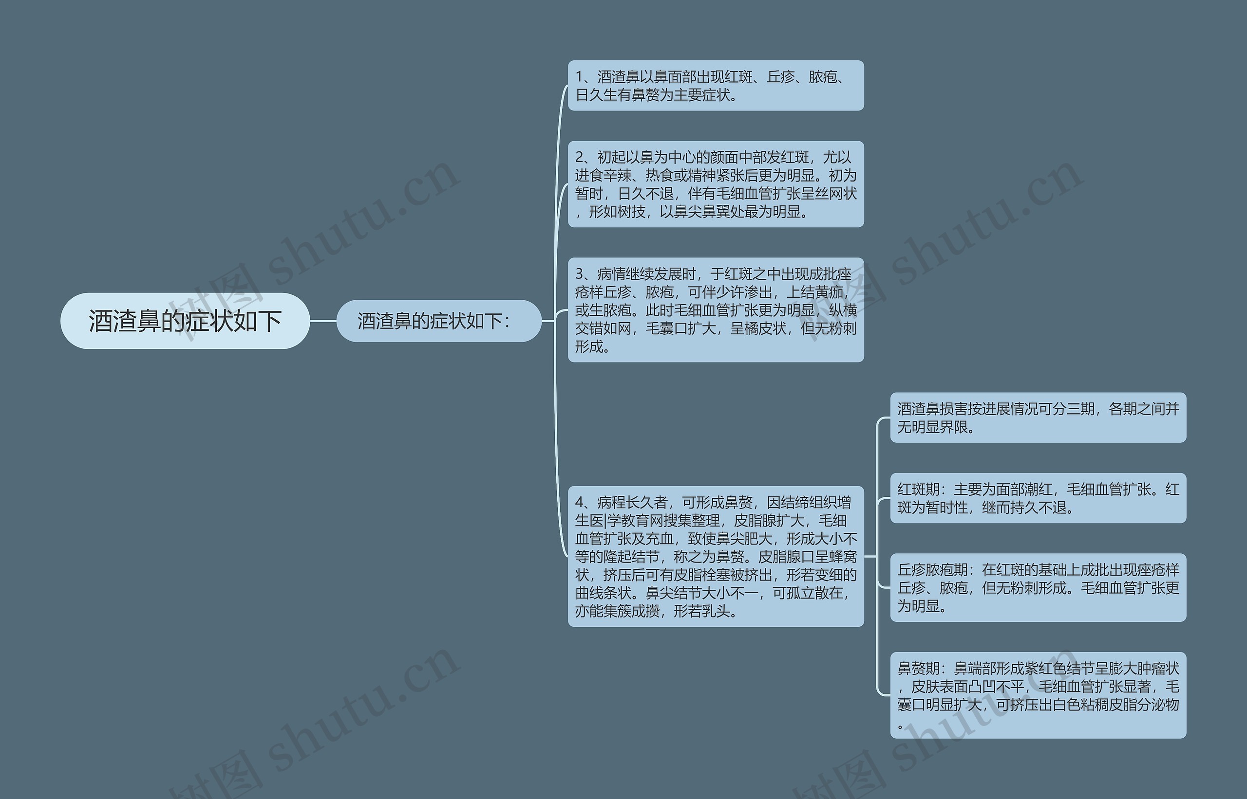 酒渣鼻的症状如下