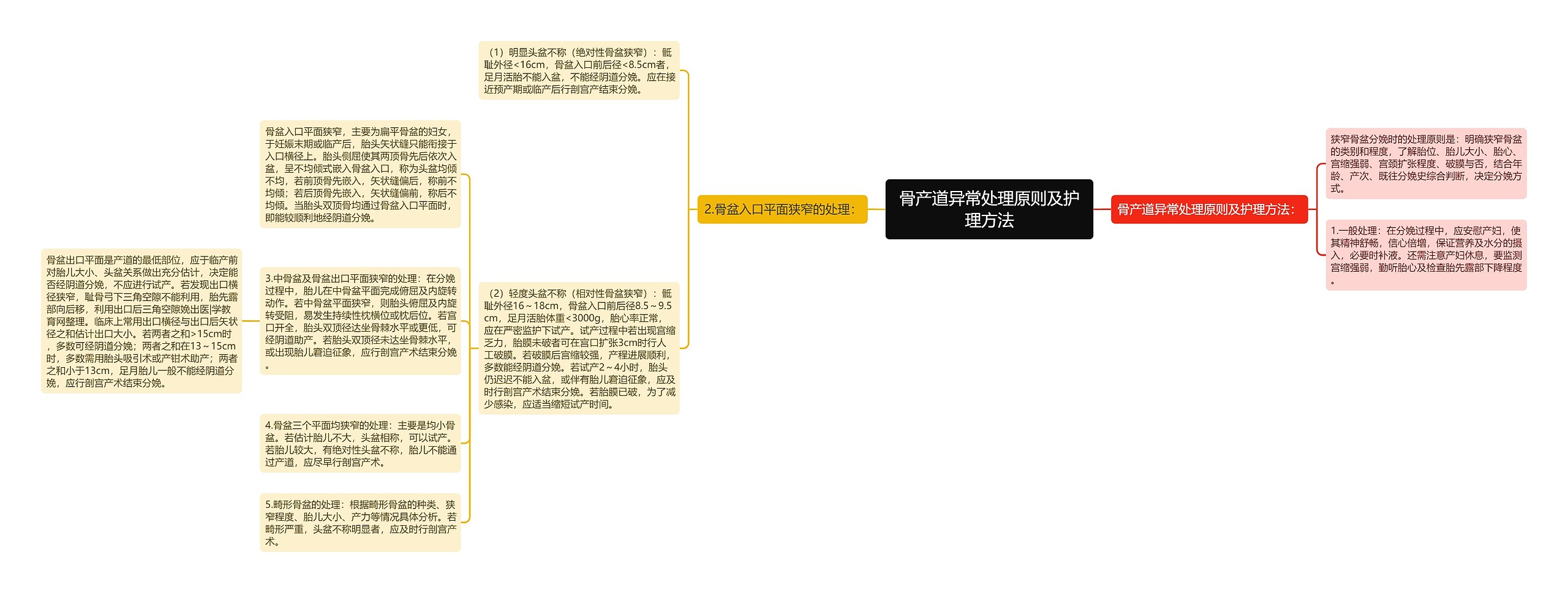 骨产道异常处理原则及护理方法思维导图