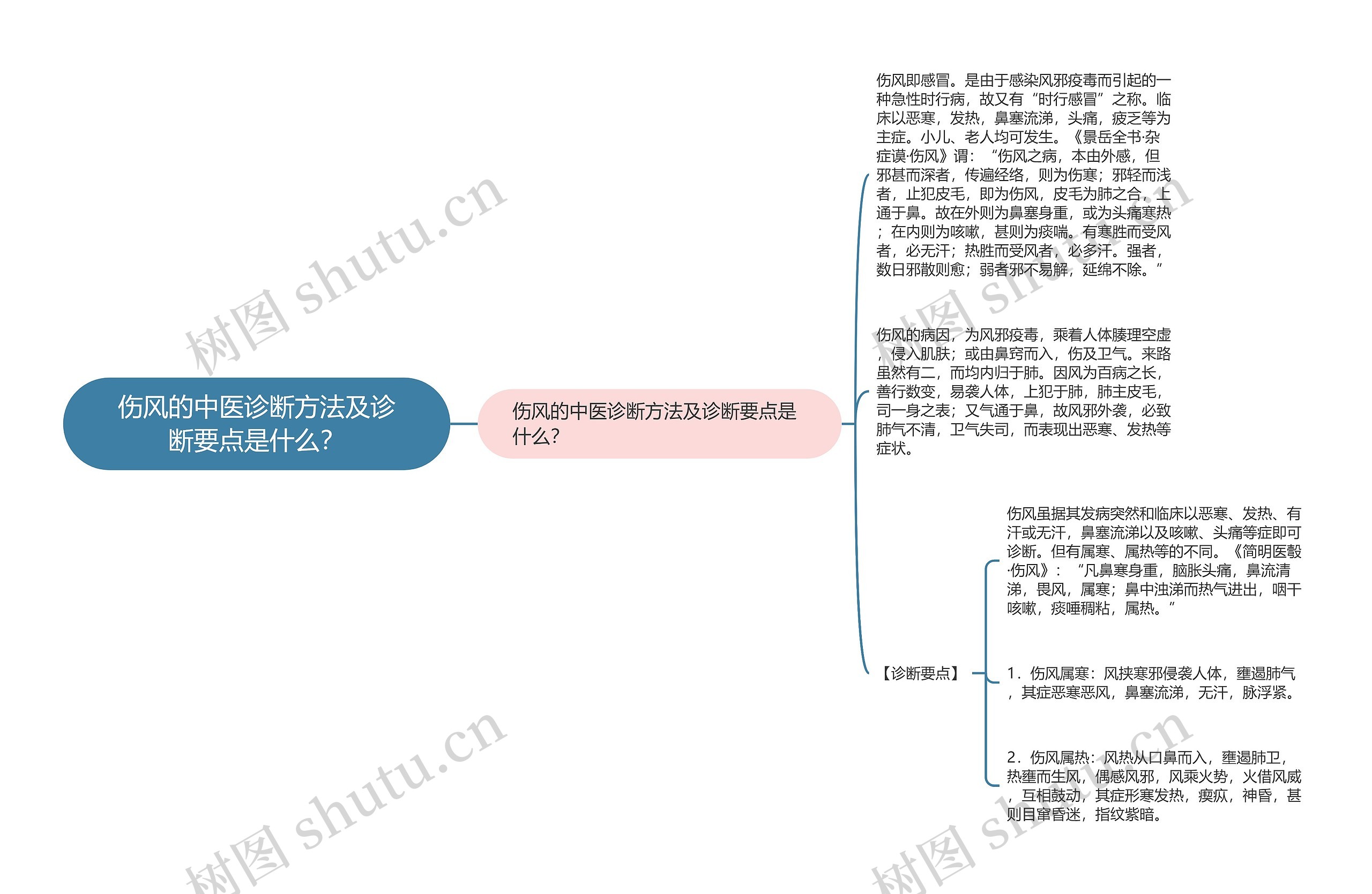 伤风的中医诊断方法及诊断要点是什么？思维导图