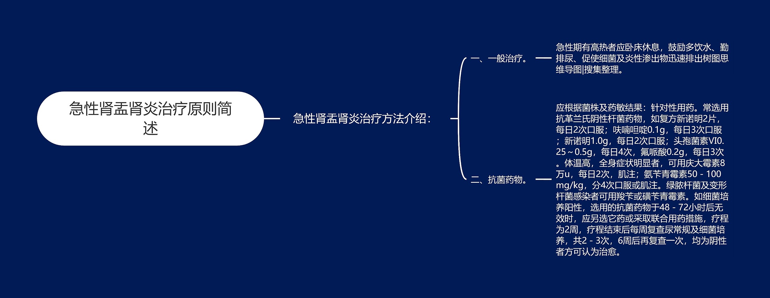 急性肾盂肾炎治疗原则简述思维导图