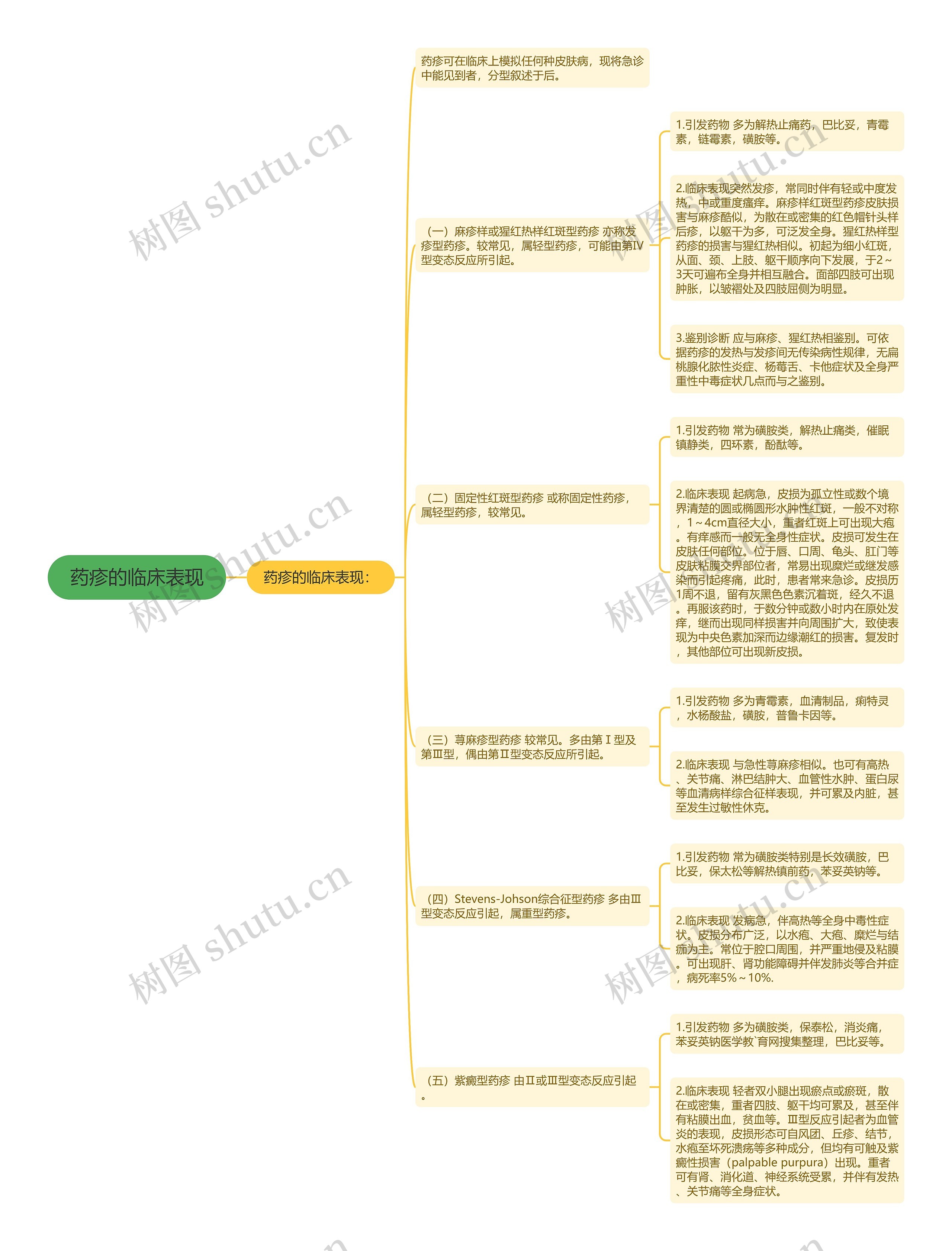 药疹的临床表现思维导图