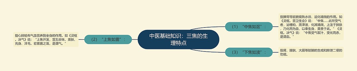 中医基础知识：三焦的生理特点思维导图_编号p6768143-TreeMind树图