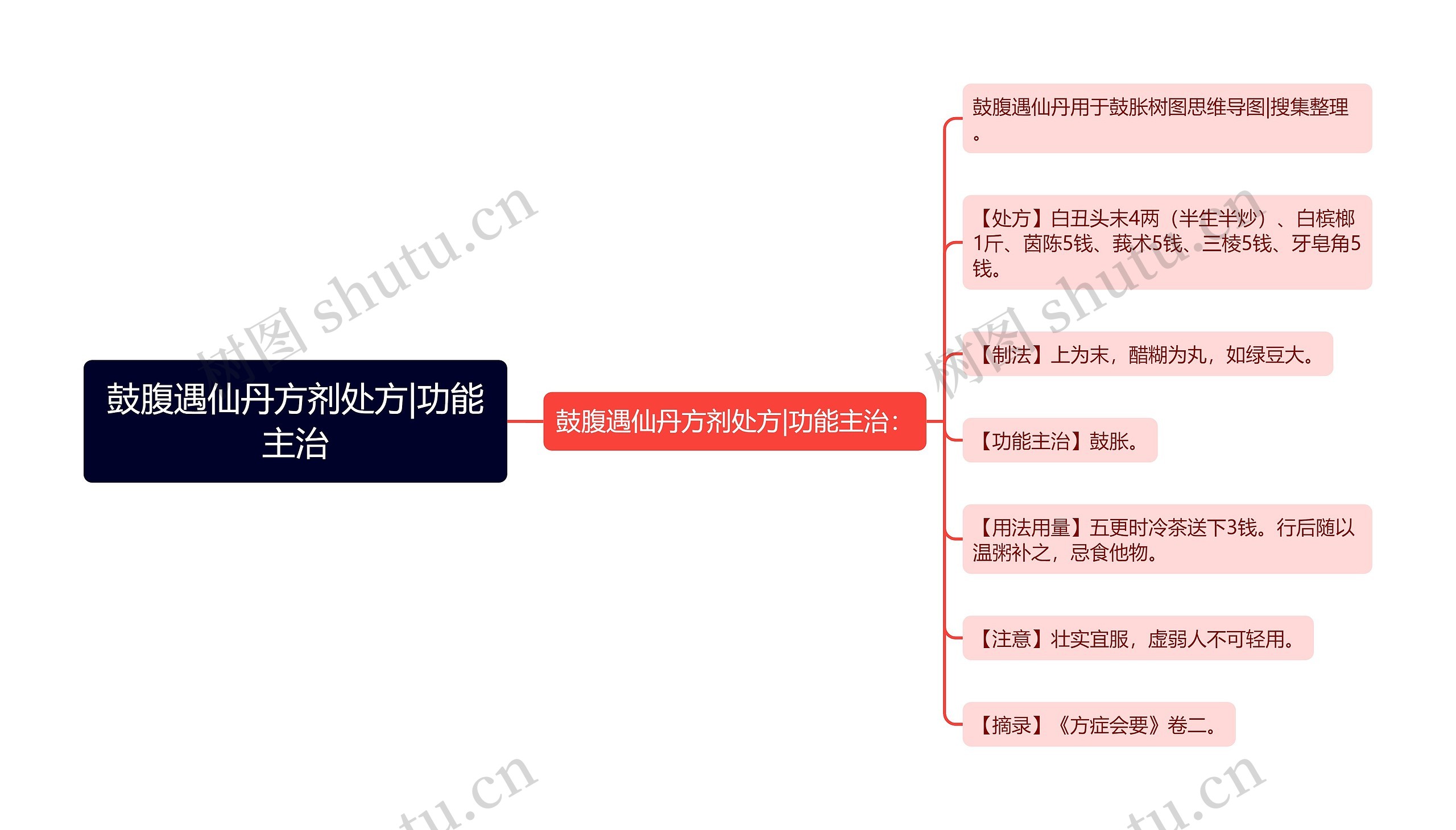 鼓腹遇仙丹方剂处方|功能主治思维导图