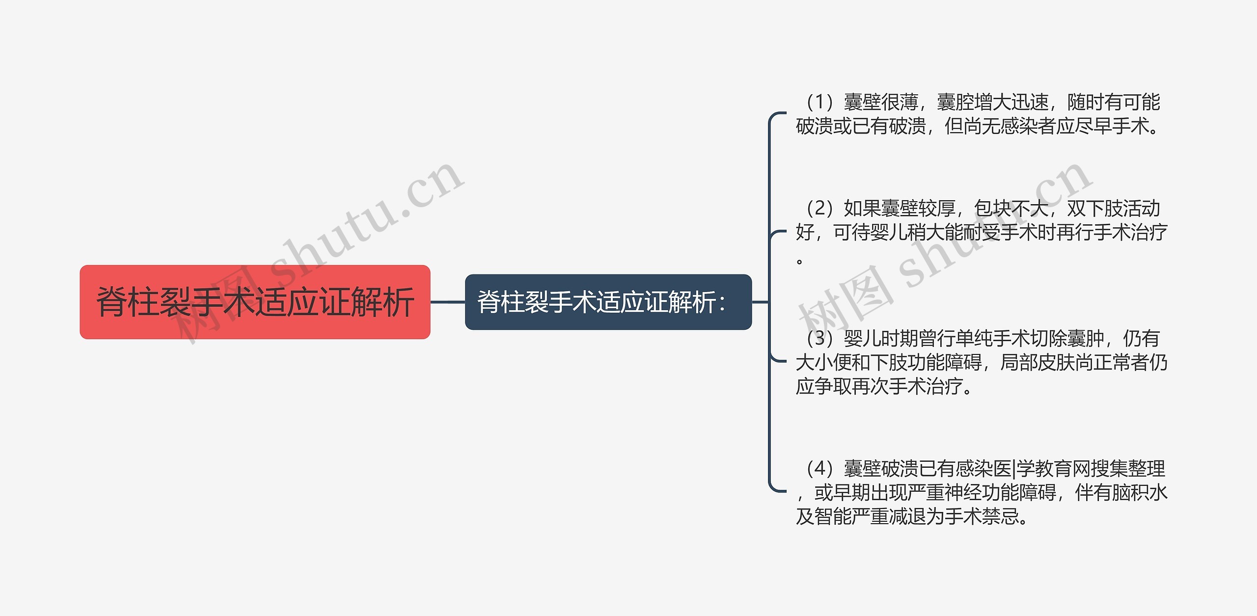 脊柱裂手术适应证解析思维导图