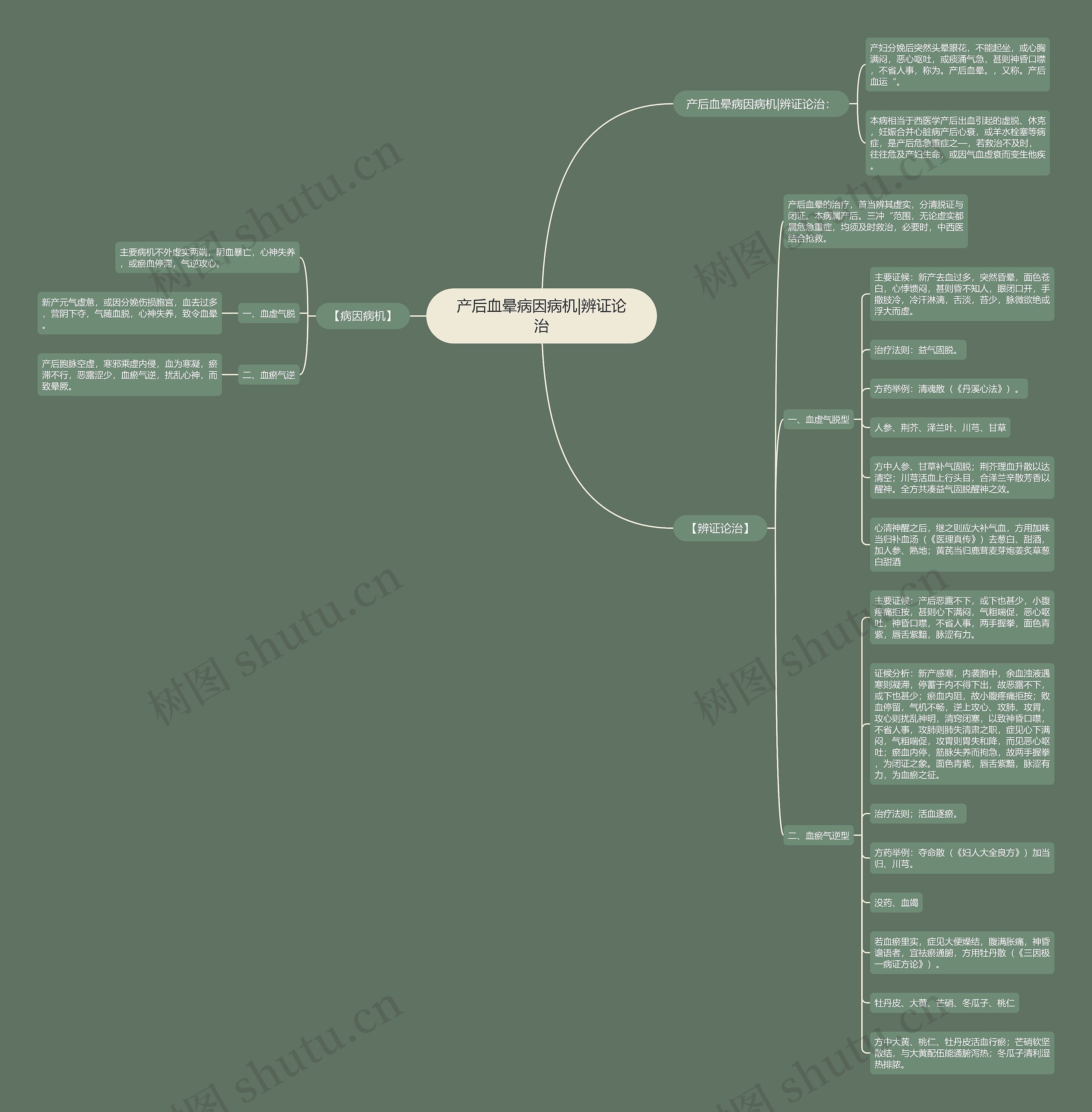 产后血晕病因病机|辨证论治思维导图