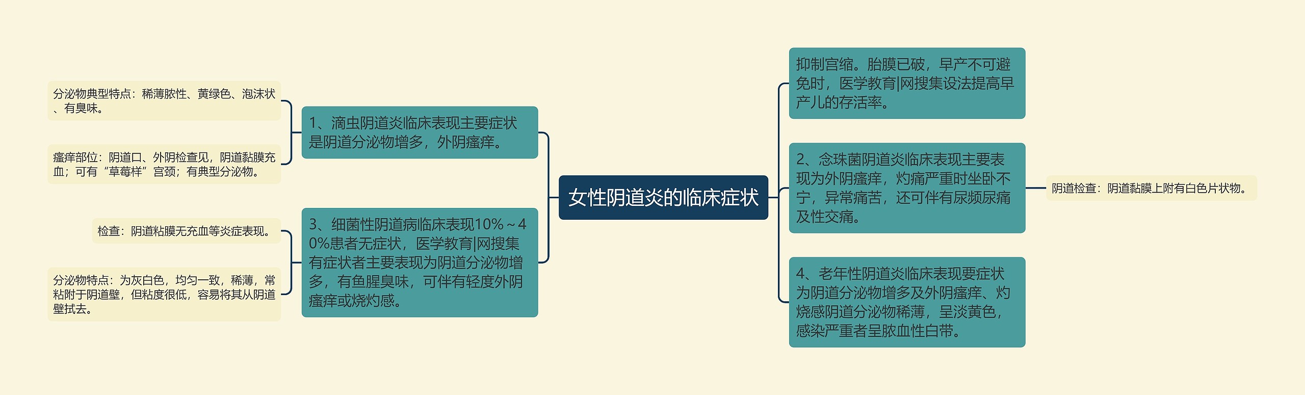 女性阴道炎的临床症状思维导图