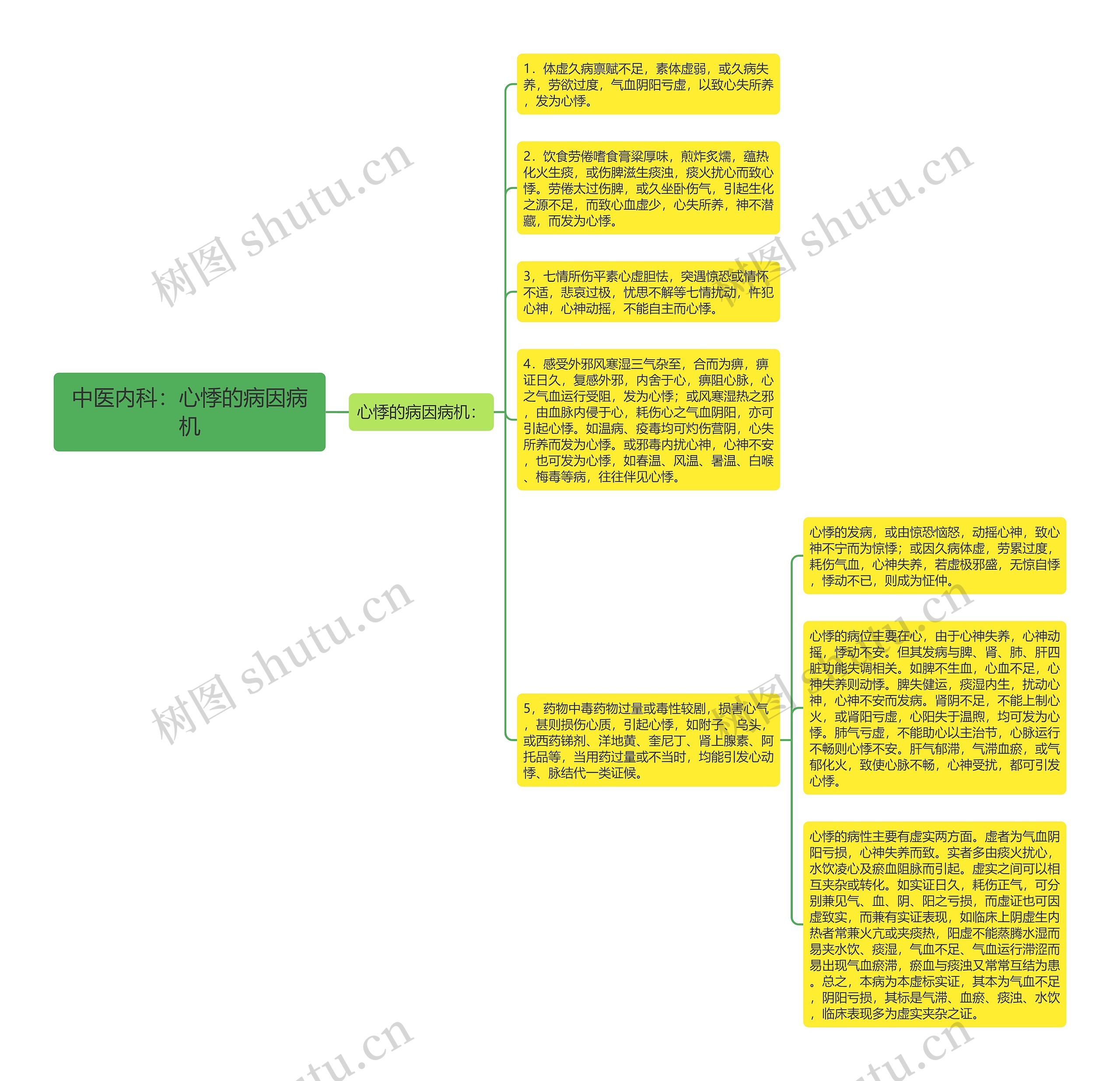 中医内科：心悸的病因病机思维导图