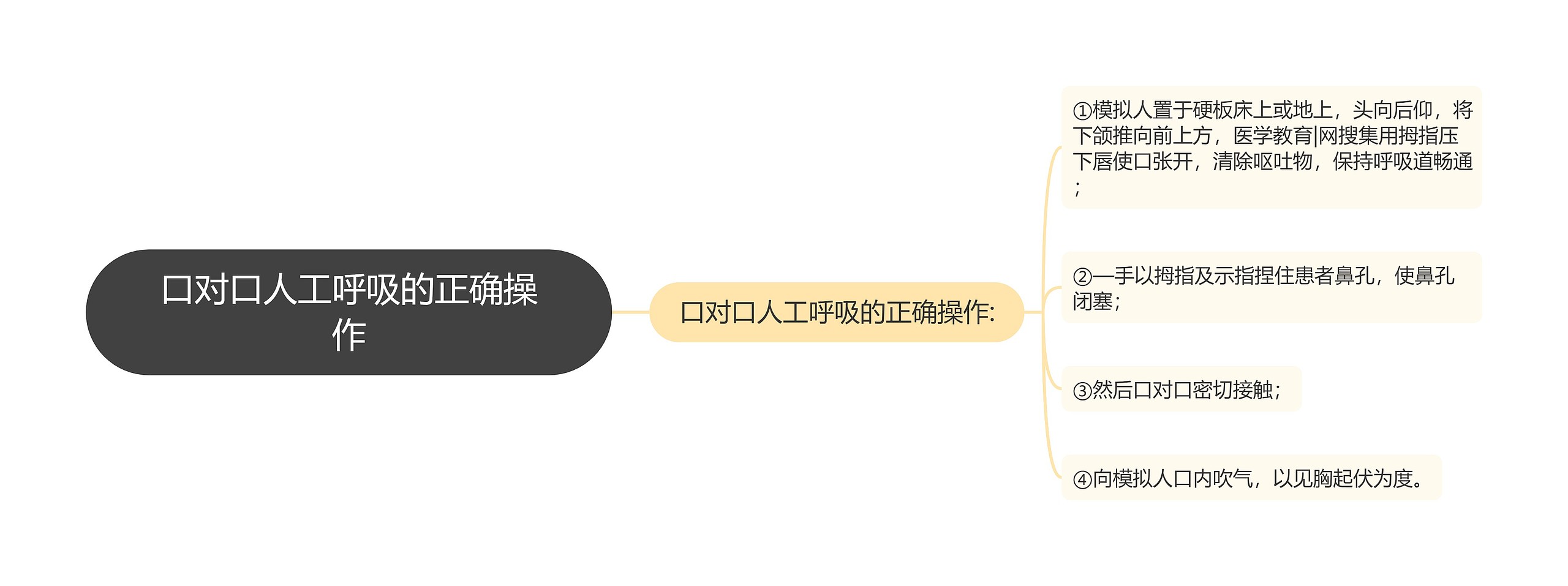 口对口人工呼吸的正确操作思维导图