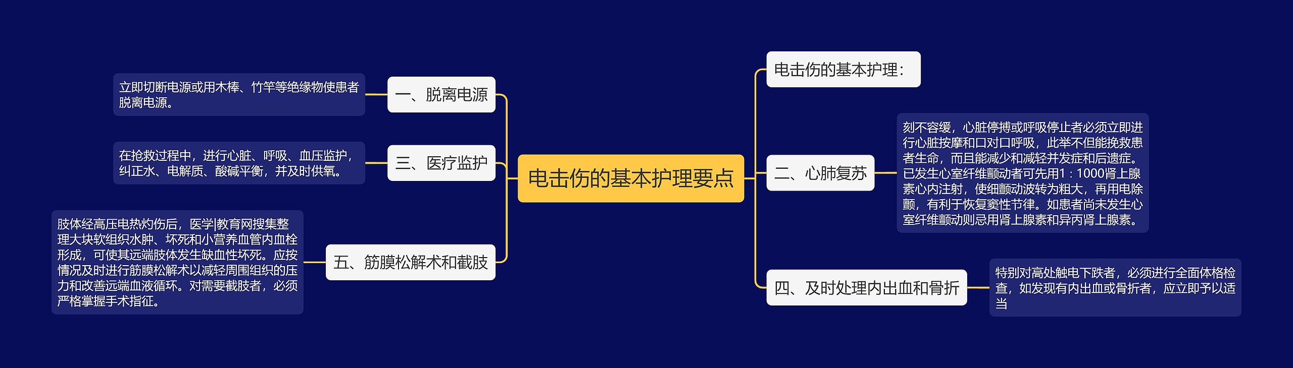 电击伤的基本护理要点