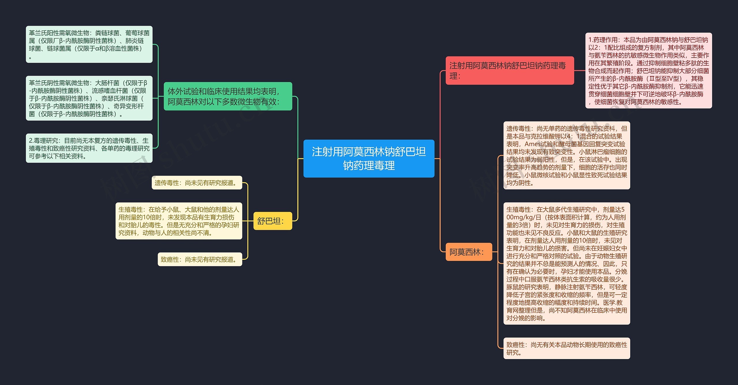 注射用阿莫西林钠舒巴坦钠药理毒理思维导图