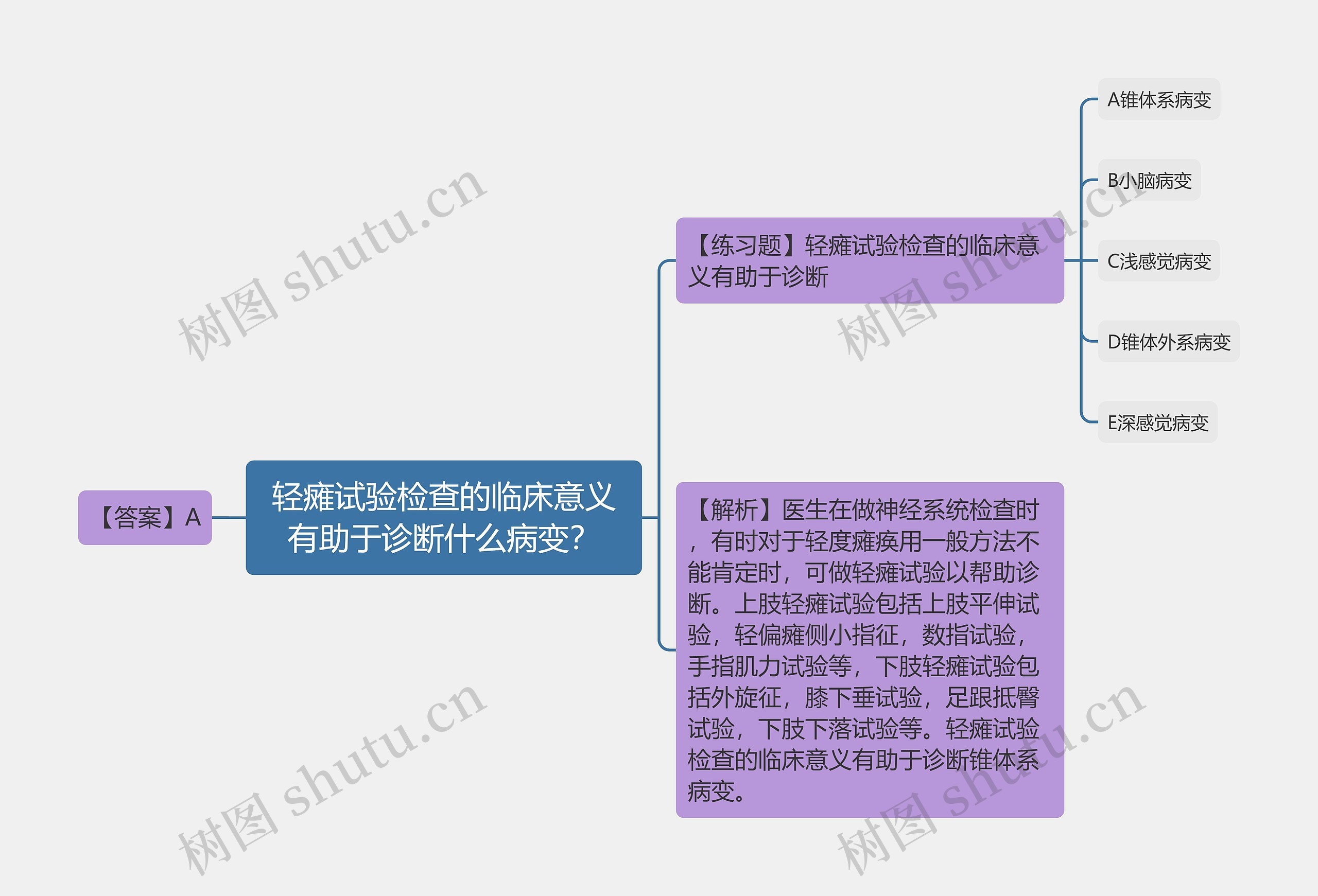 轻瘫试验检查的临床意义有助于诊断什么病变？思维导图