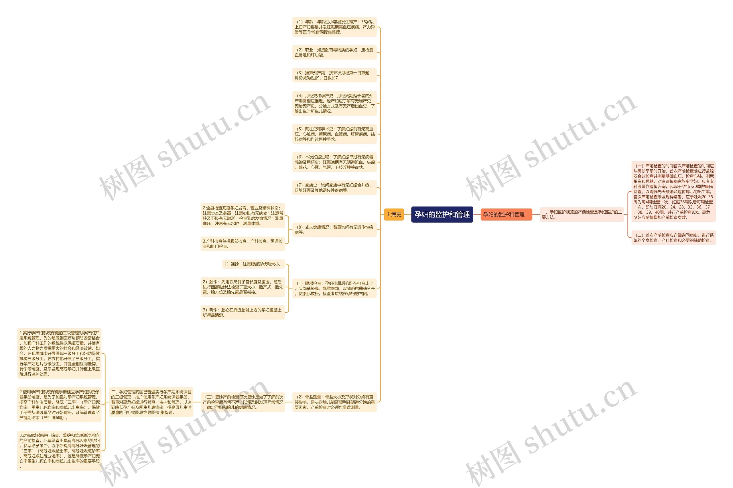 孕妇的监护和管理思维导图