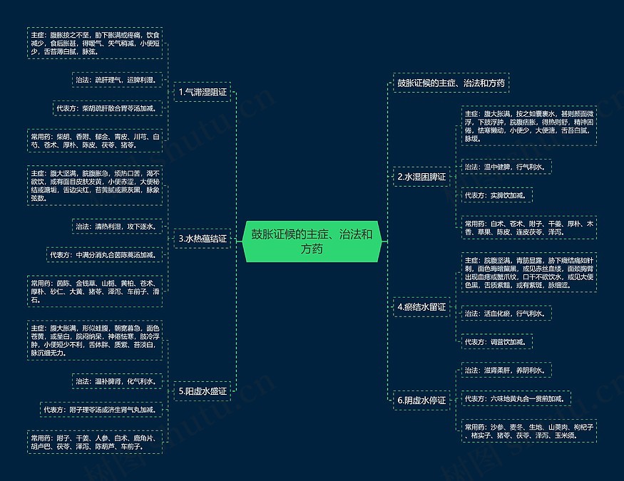 鼓胀证候的主症、治法和方药思维导图_编号p6825062-TreeMind树图