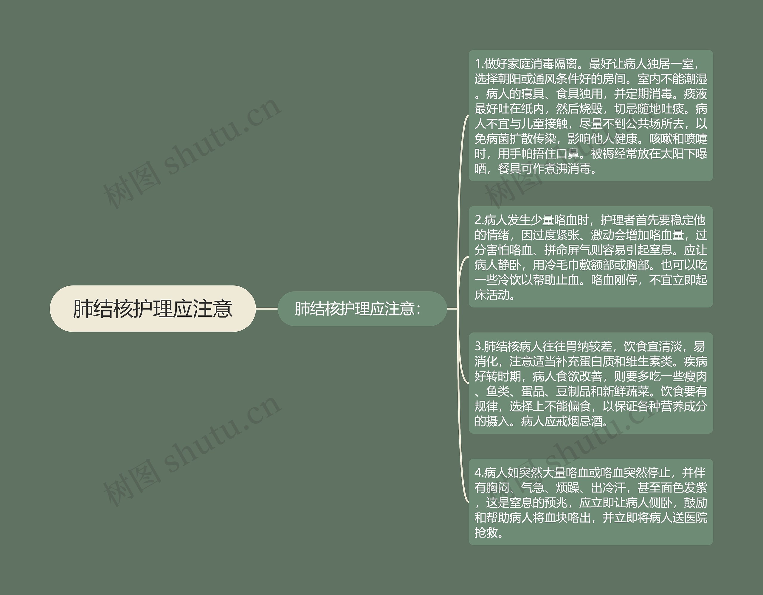 肺结核护理应注意思维导图