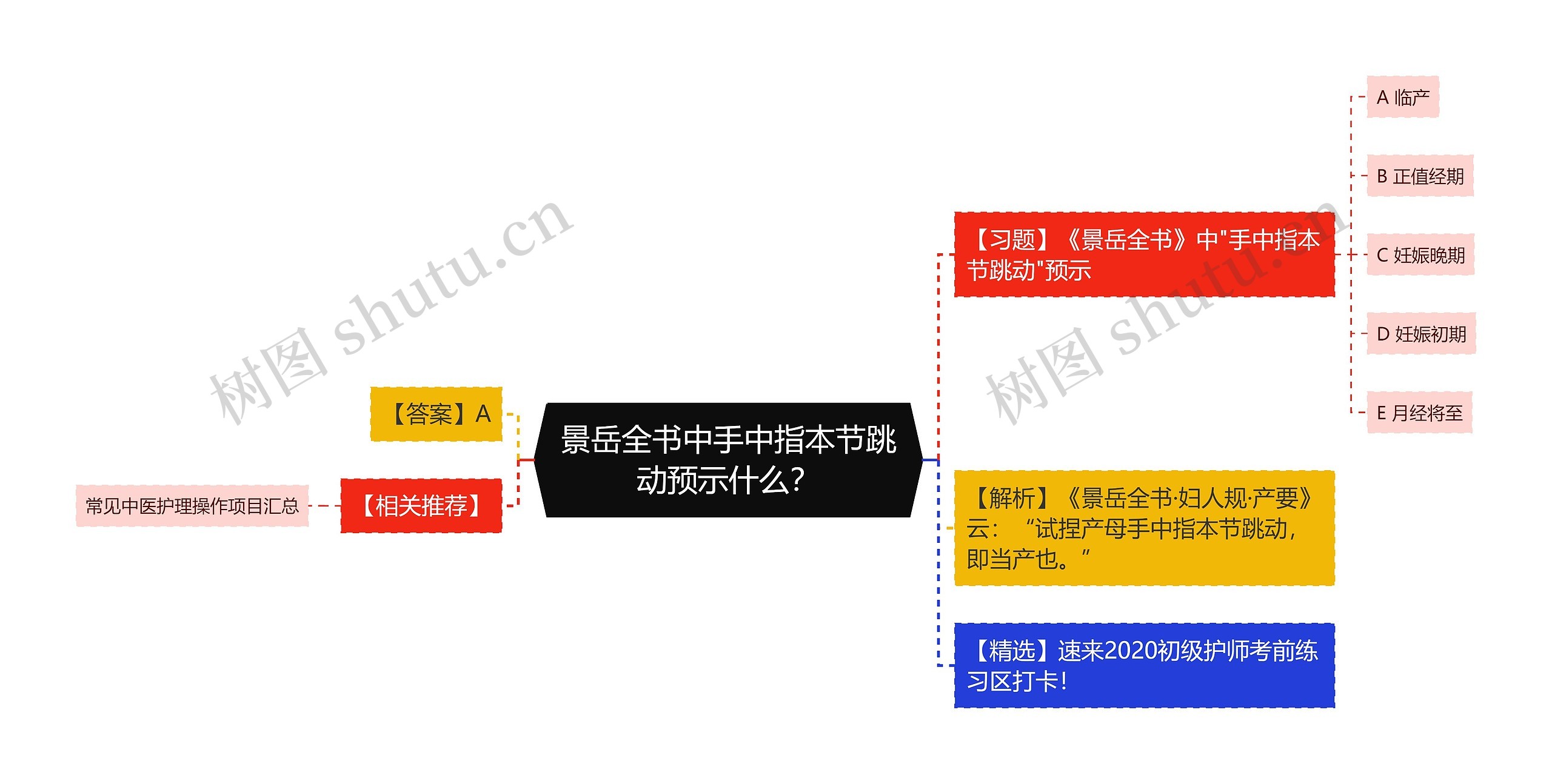 景岳全书中手中指本节跳动预示什么？思维导图