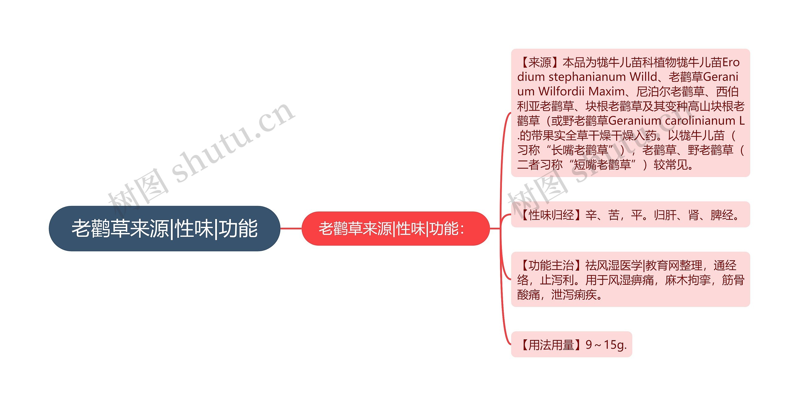 老鹳草来源|性味|功能思维导图