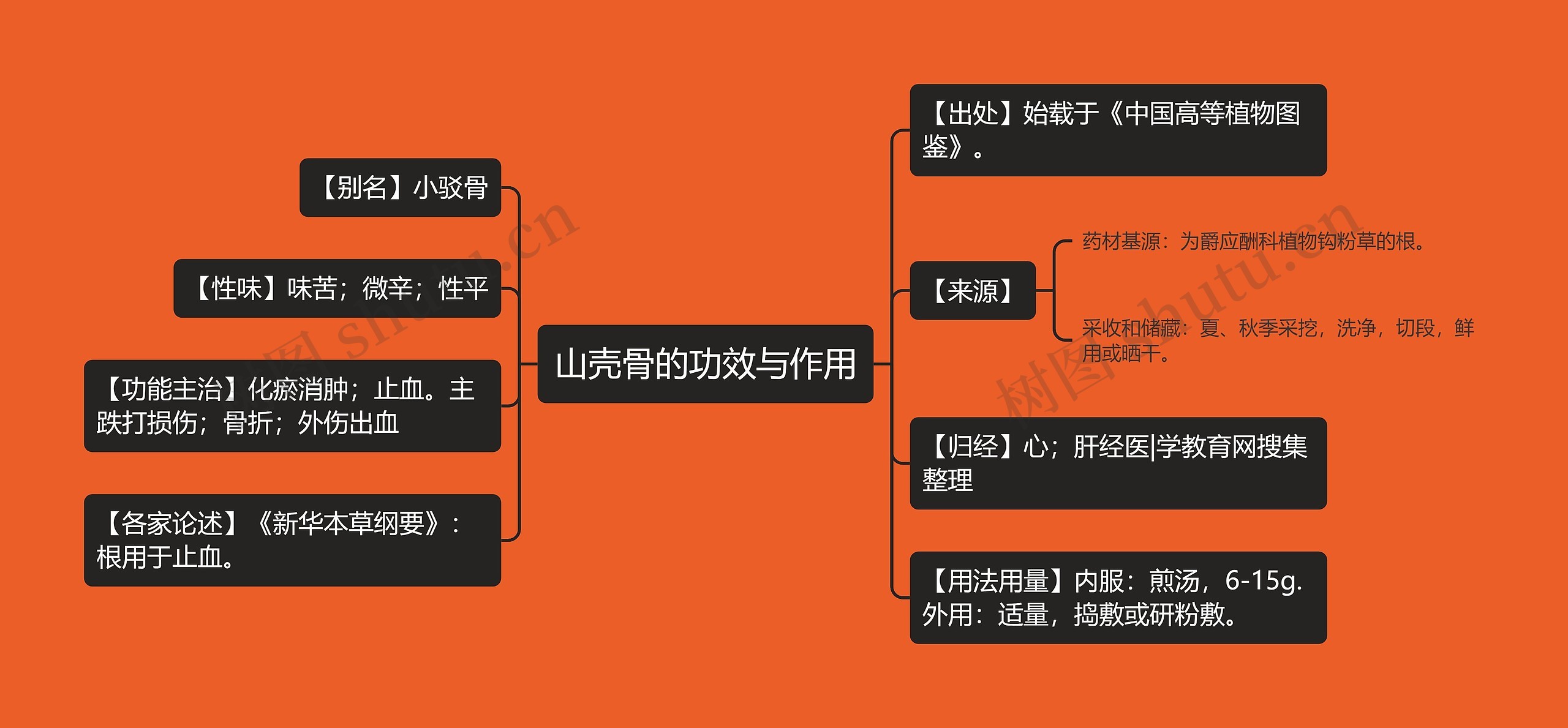 山壳骨的功效与作用思维导图