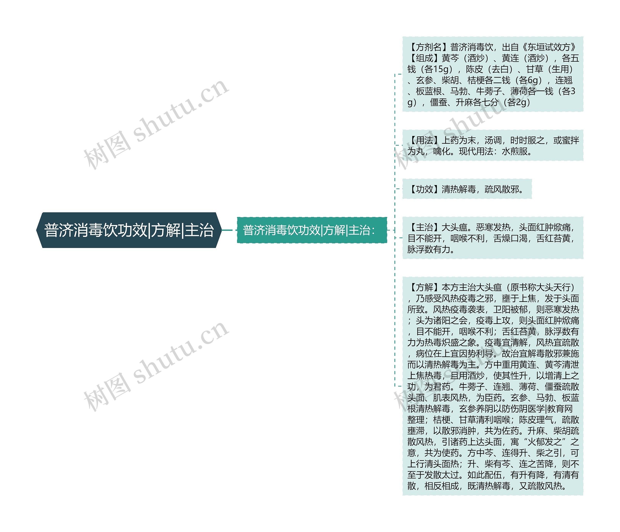 普济消毒饮功效|方解|主治思维导图