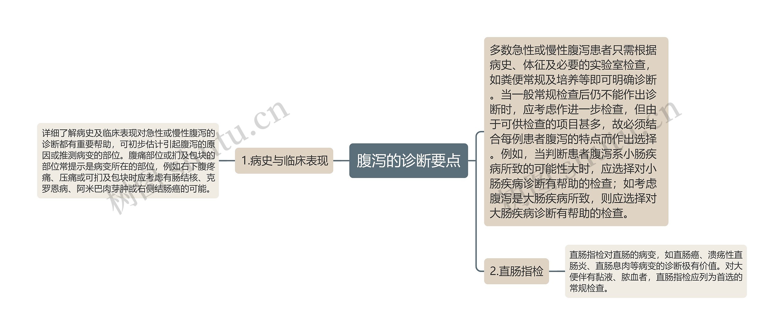 腹泻的诊断要点思维导图