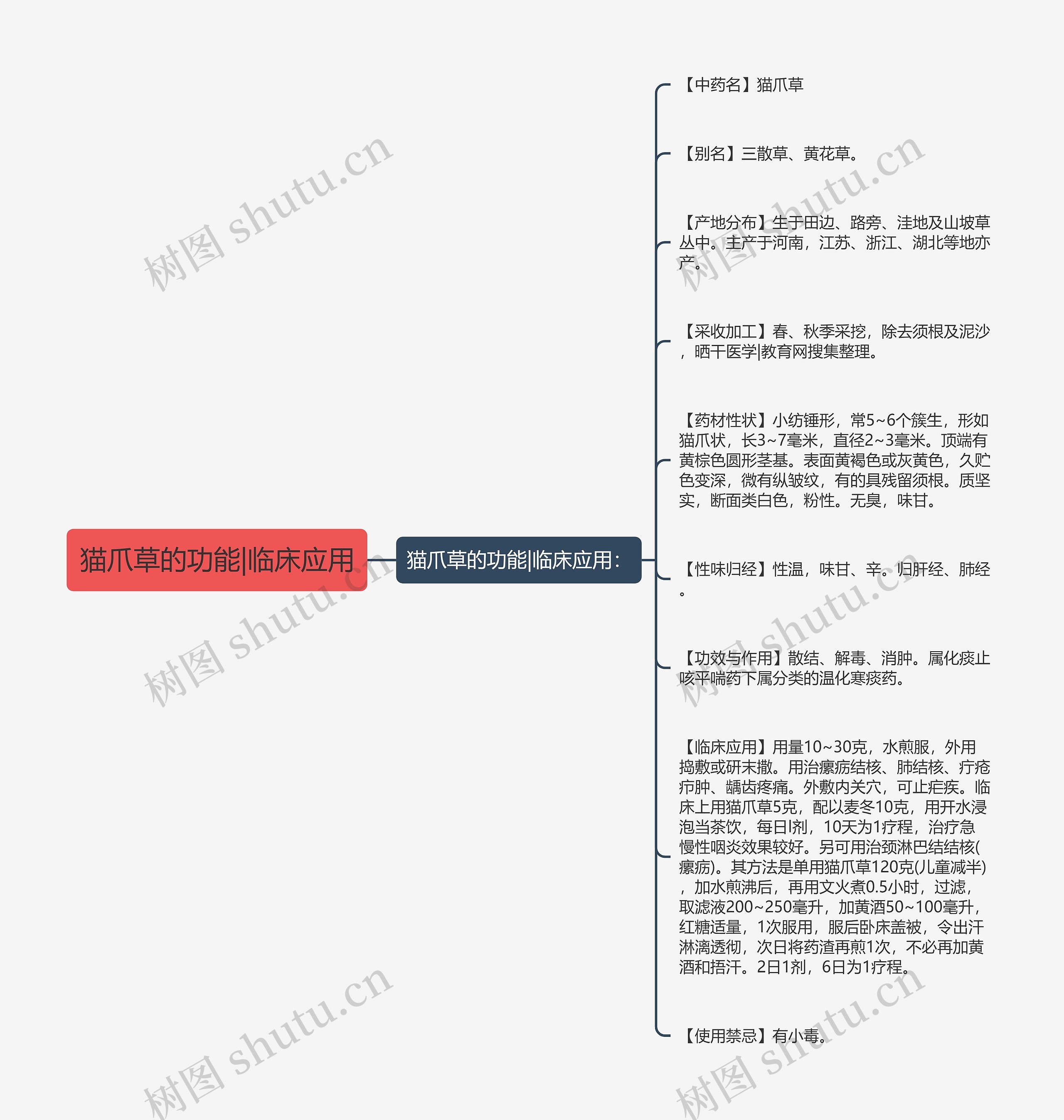 猫爪草的功能|临床应用思维导图