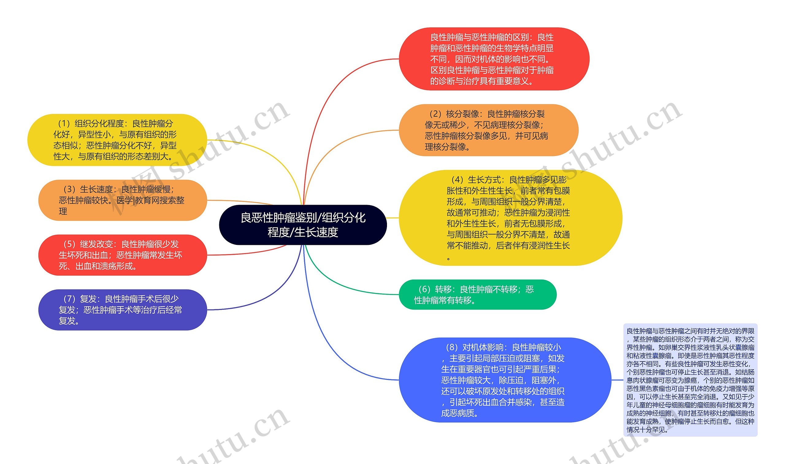 良恶性肿瘤鉴别/组织分化程度/生长速度思维导图