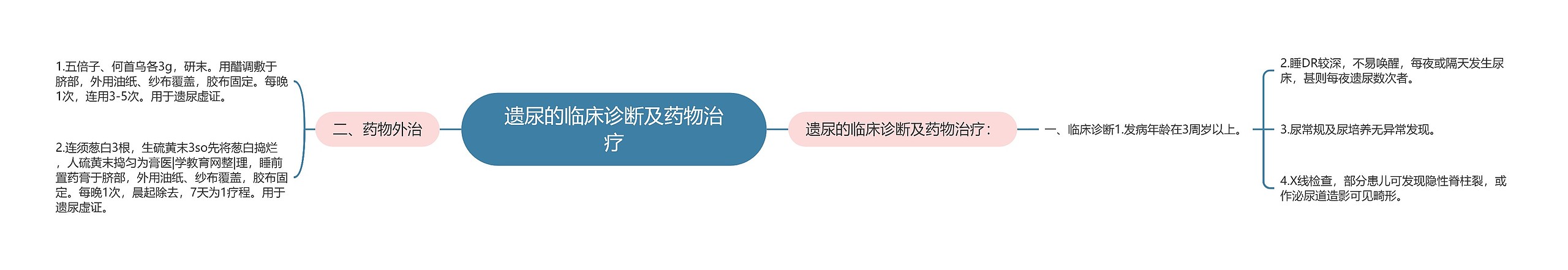 遗尿的临床诊断及药物治疗思维导图