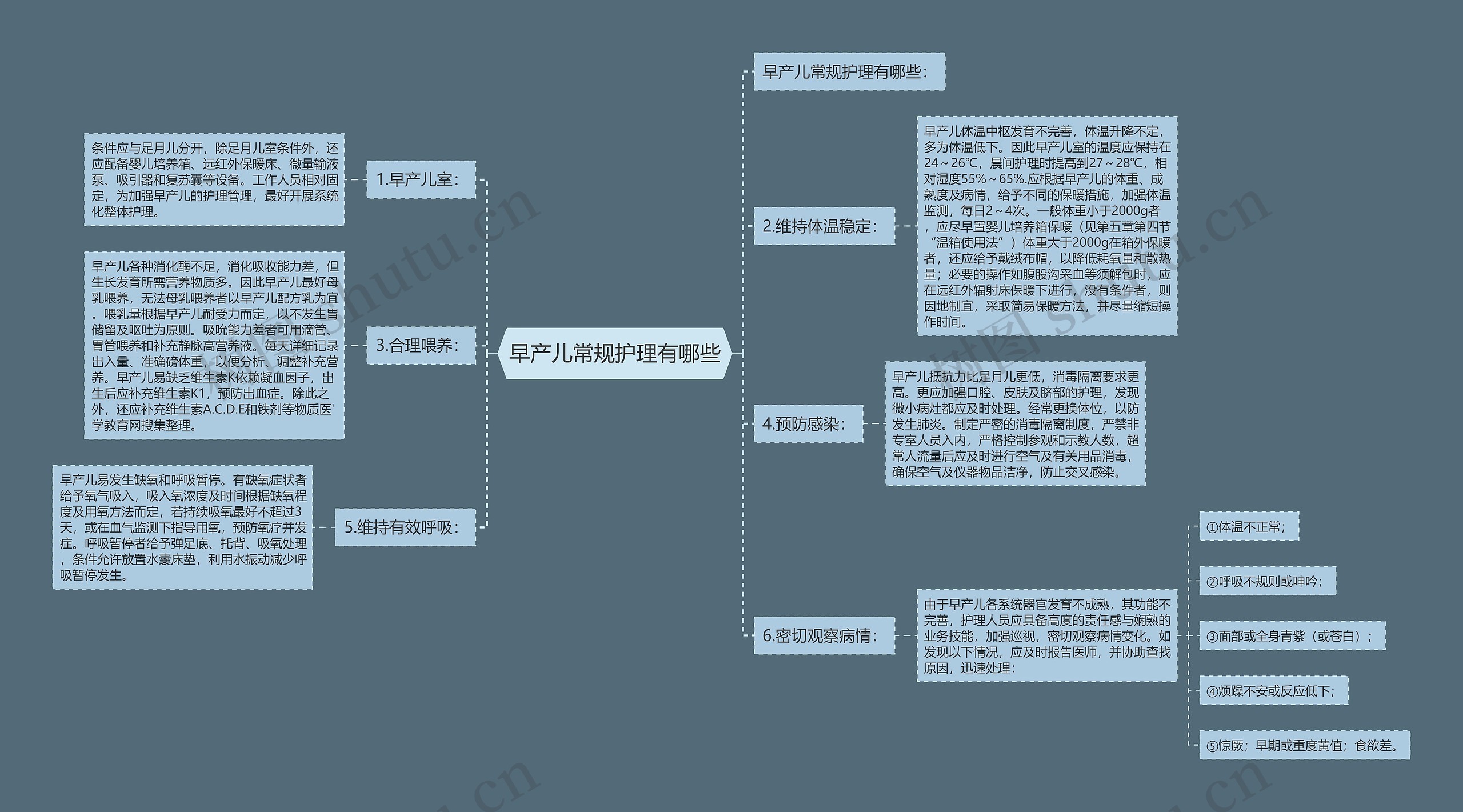 早产儿常规护理有哪些思维导图