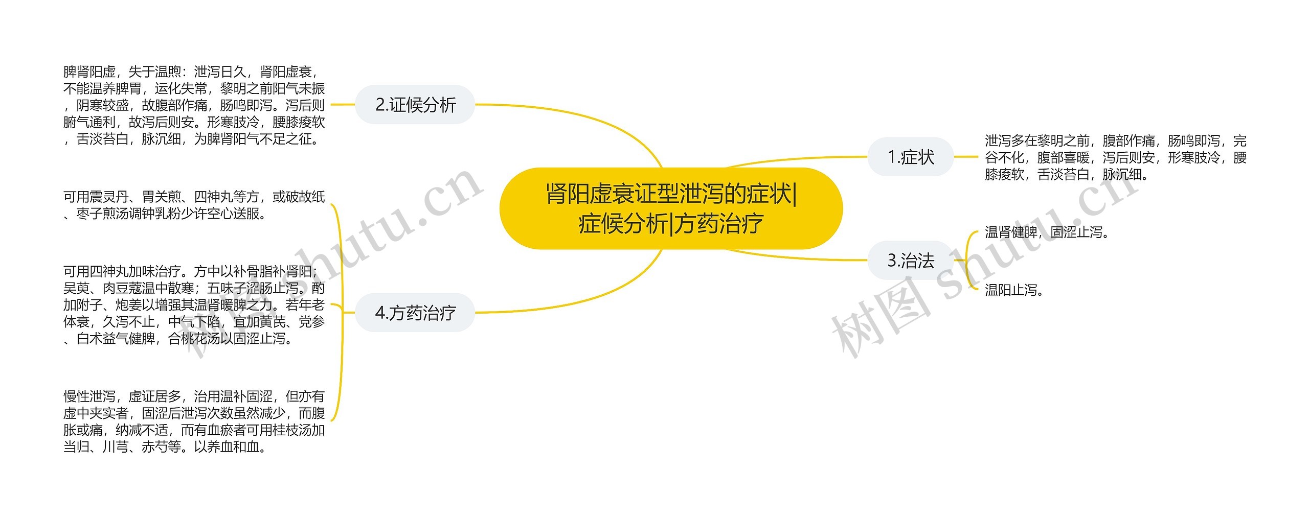 肾阳虚衰证型泄泻的症状|症候分析|方药治疗思维导图