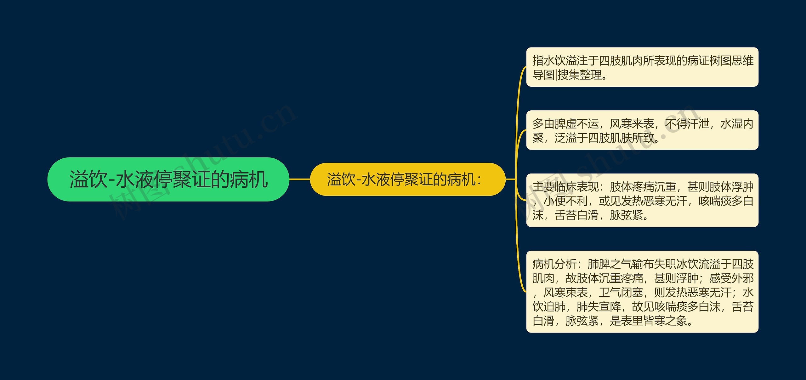 溢饮-水液停聚证的病机思维导图