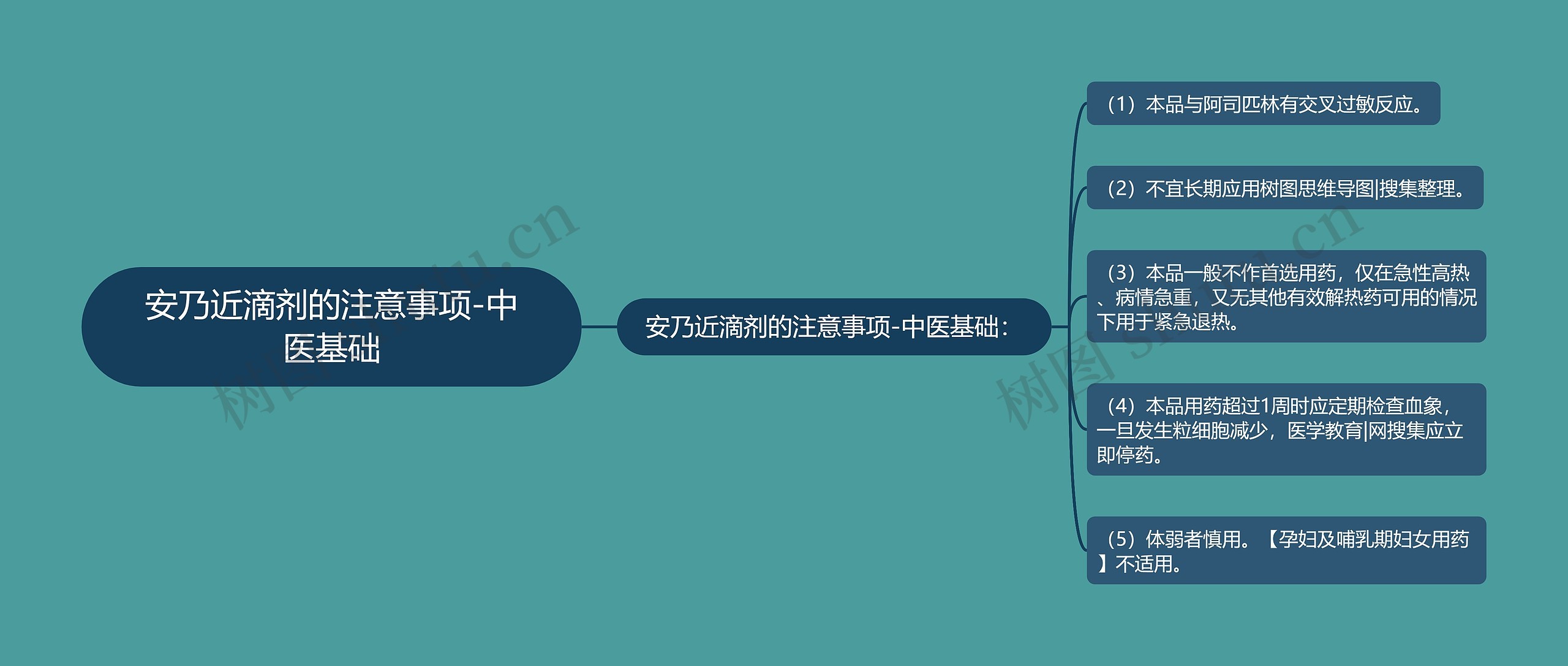 安乃近滴剂的注意事项-中医基础思维导图