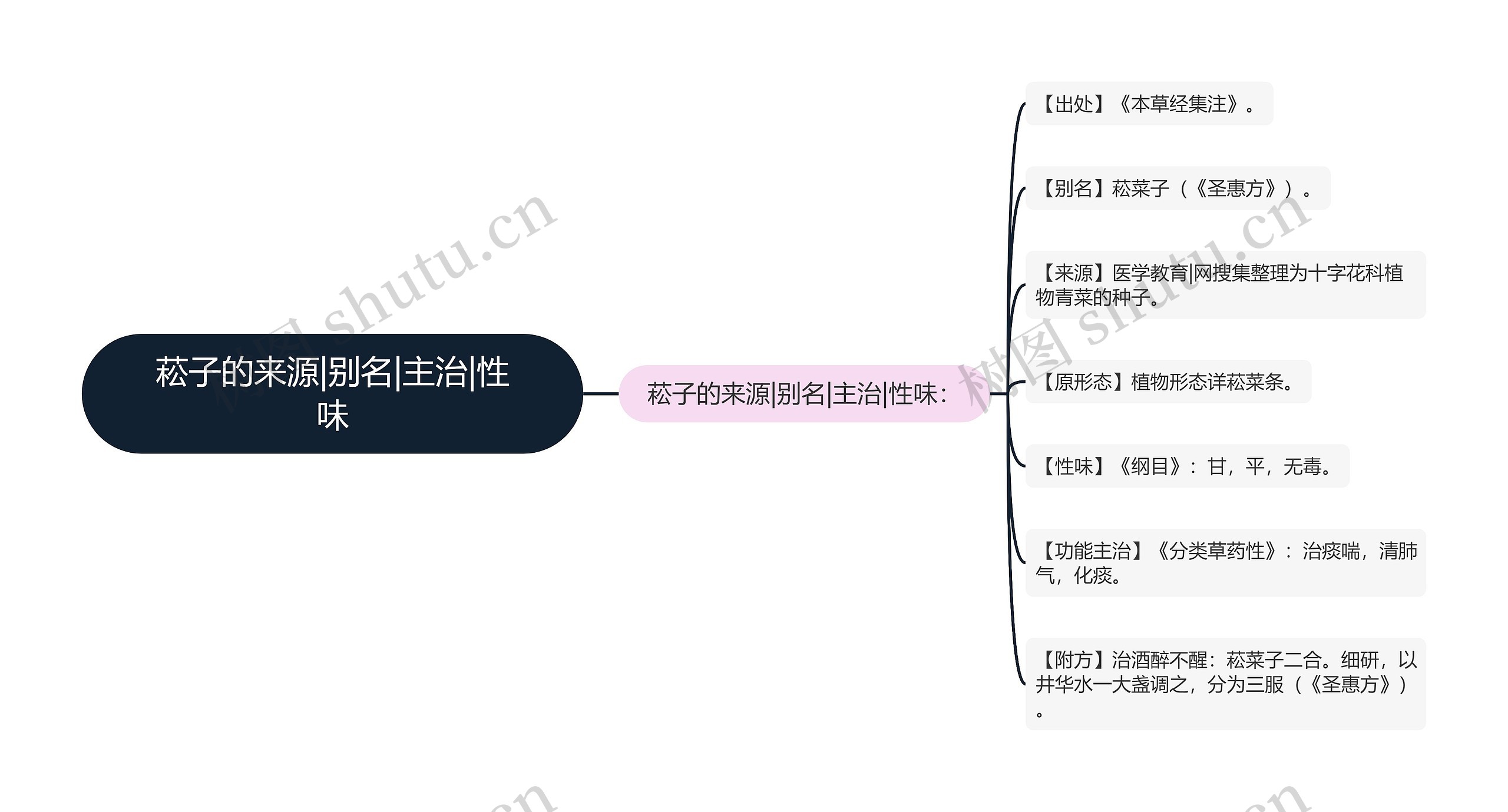 菘子的来源|别名|主治|性味思维导图