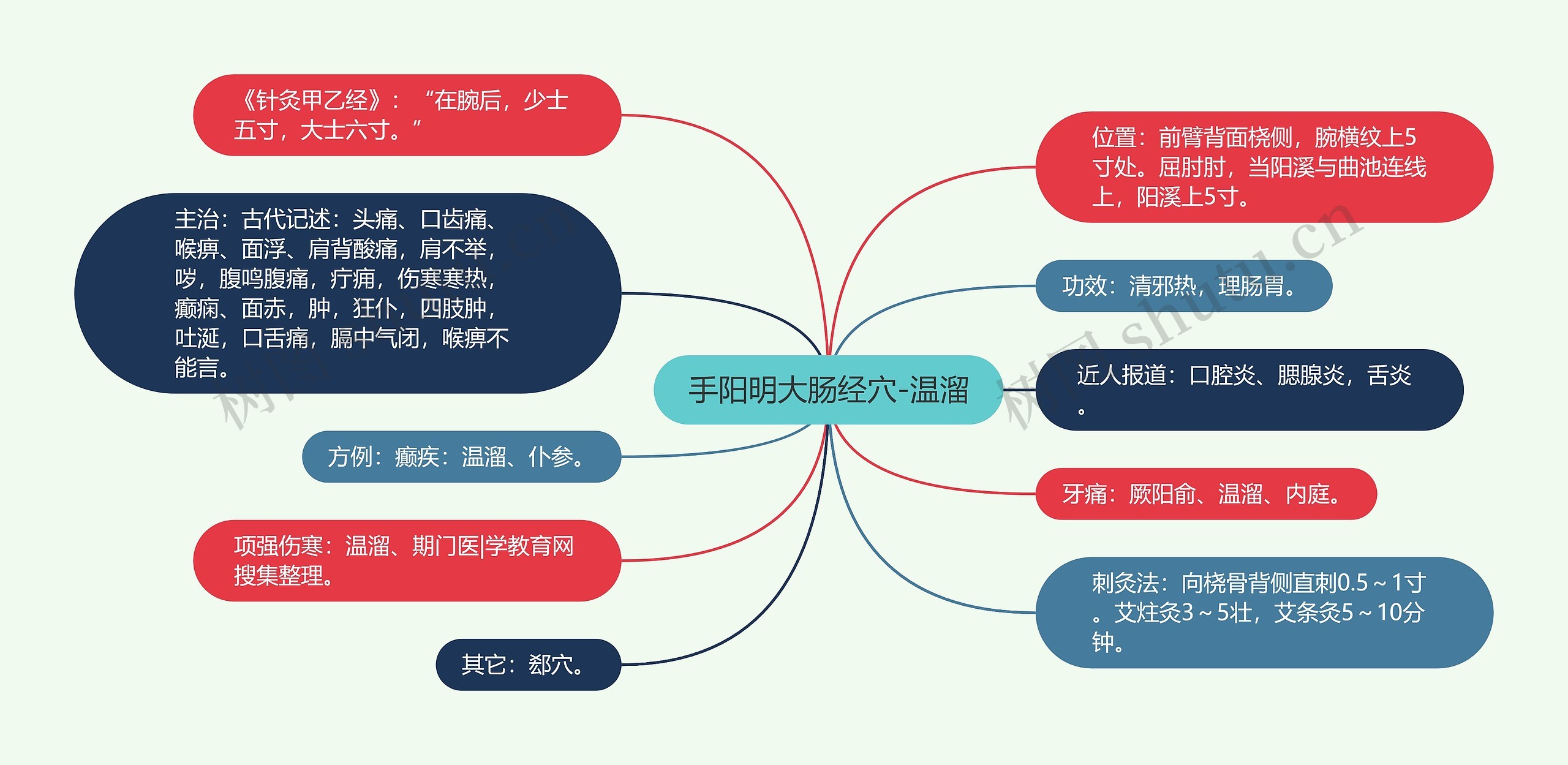 手阳明大肠经穴-温溜思维导图