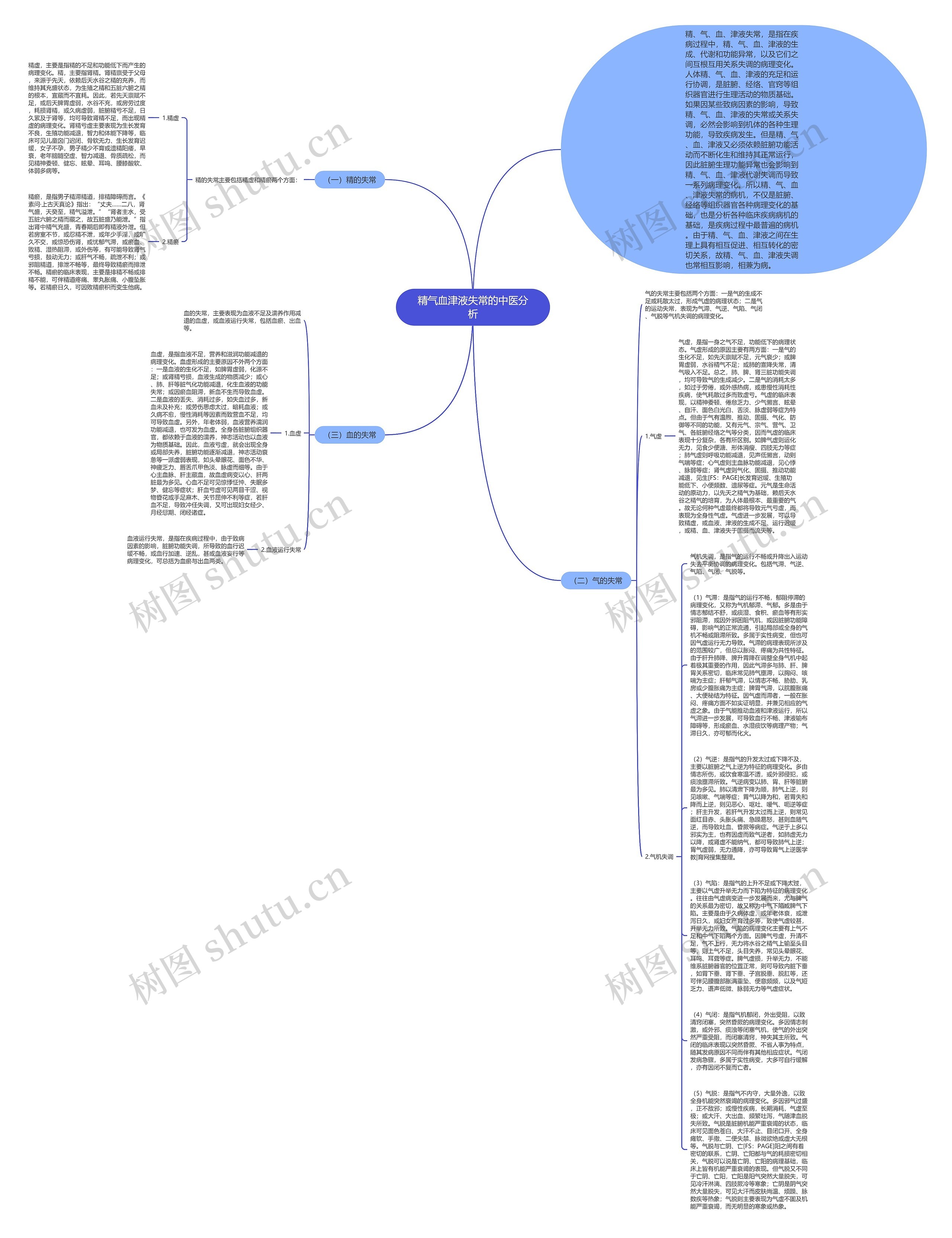 精气血津液失常的中医分析思维导图