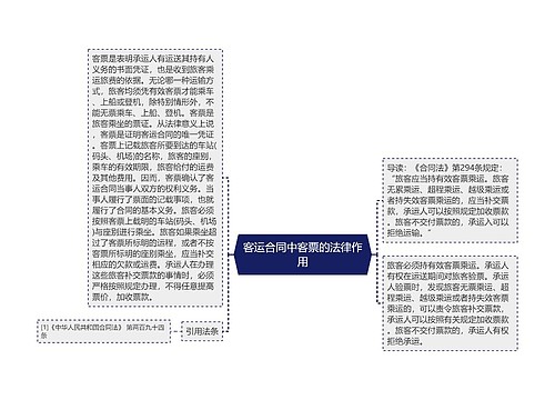 客运合同中客票的法律作用