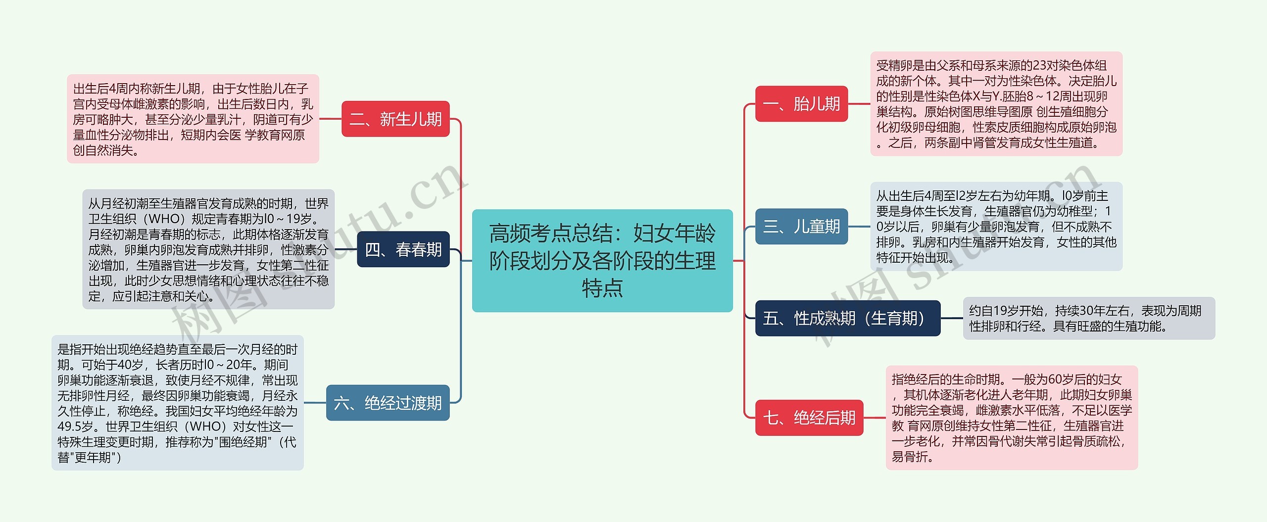 高频考点总结：妇女年龄阶段划分及各阶段的生理特点