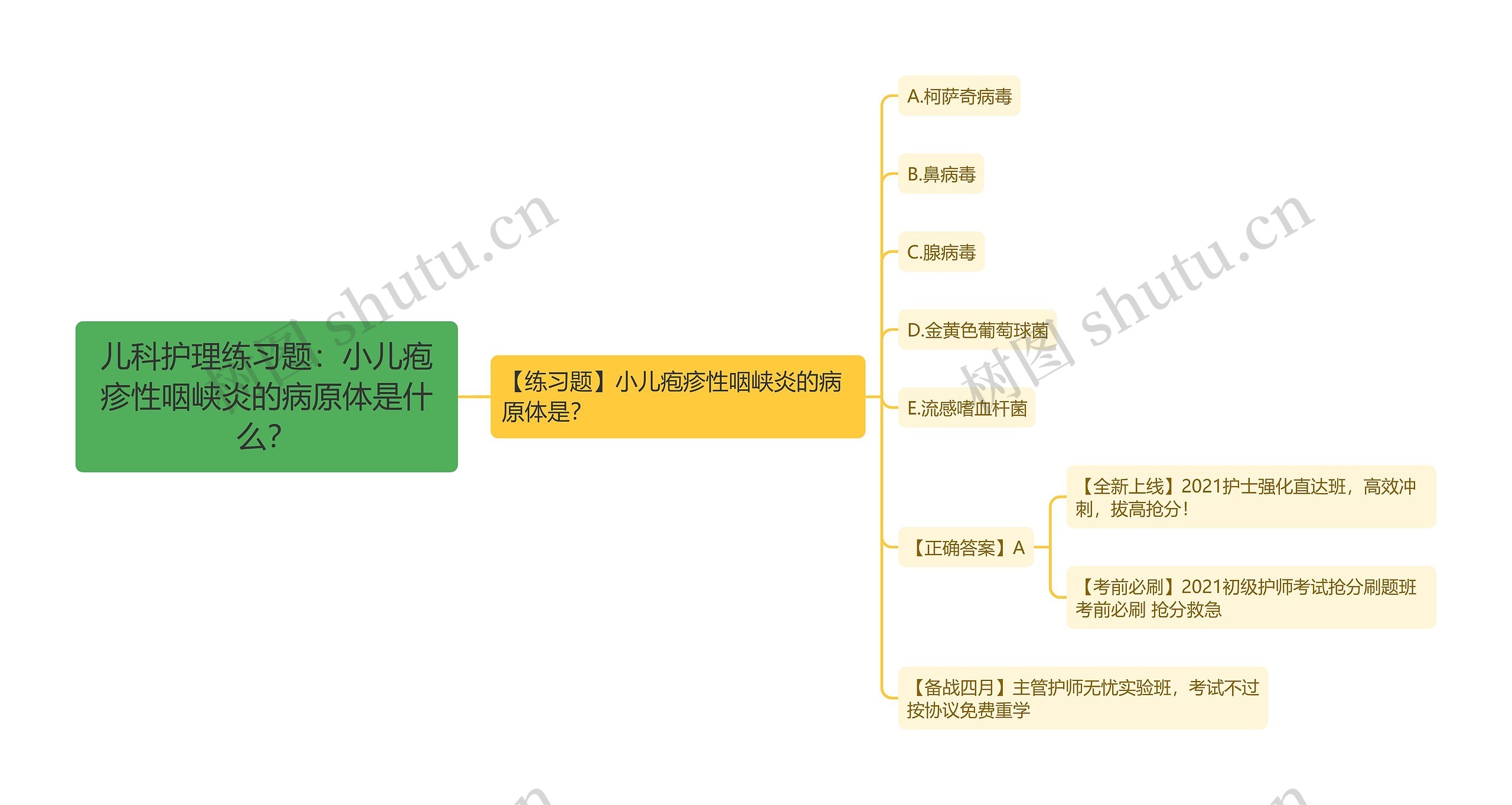 儿科护理练习题：小儿疱疹性咽峡炎的病原体是什么？思维导图