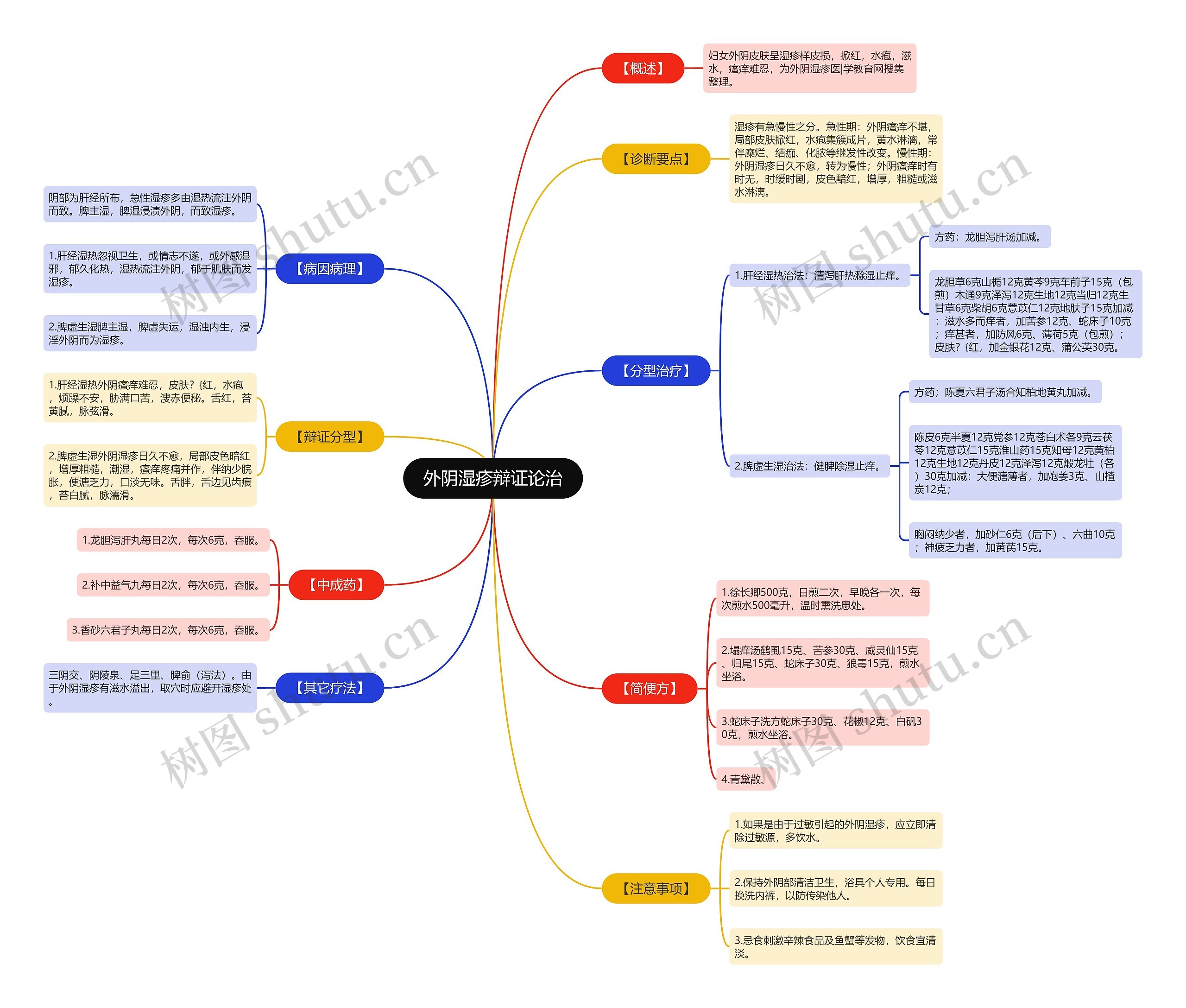 外阴湿疹辩证论治思维导图