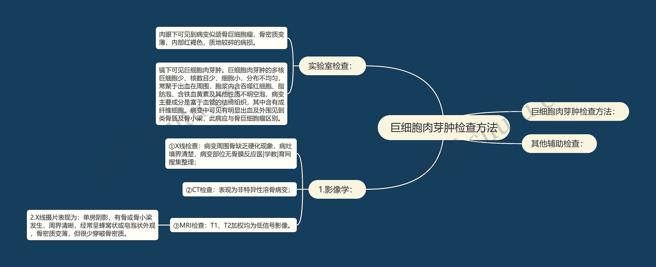 巨细胞肉芽肿检查方法思维导图