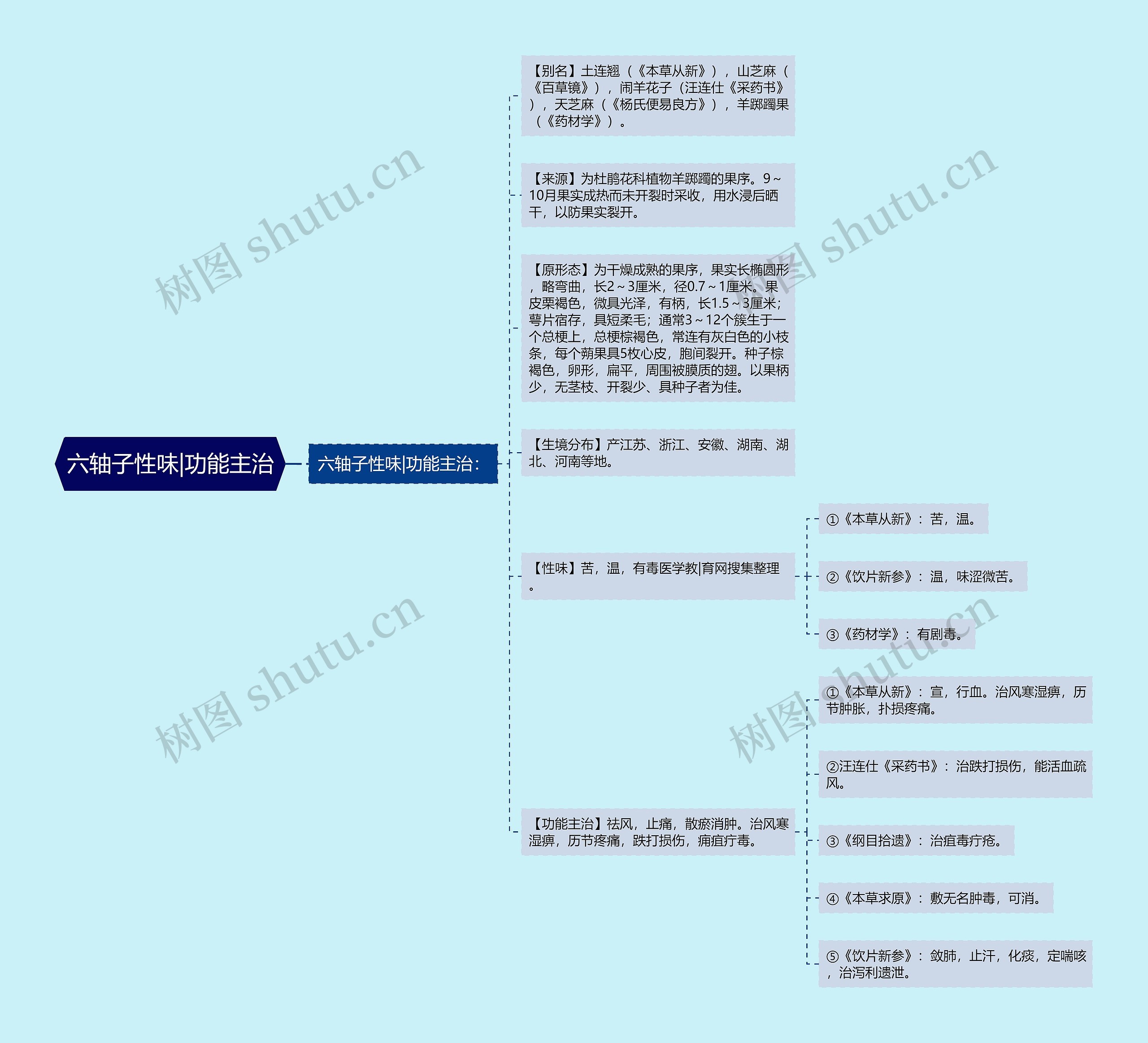 六轴子性味|功能主治思维导图