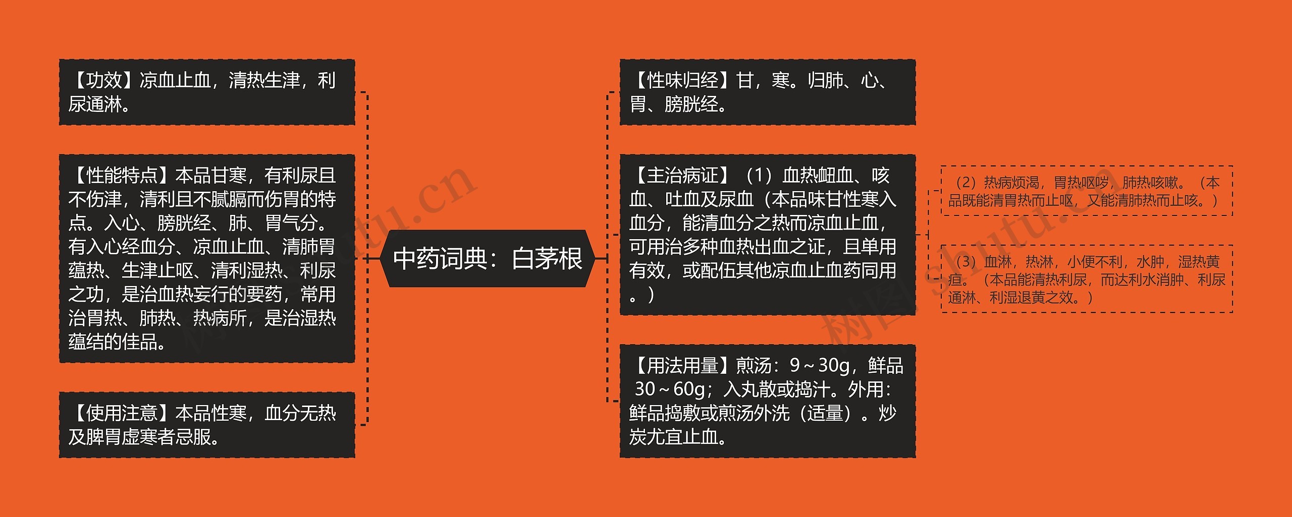 中药词典：白茅根思维导图