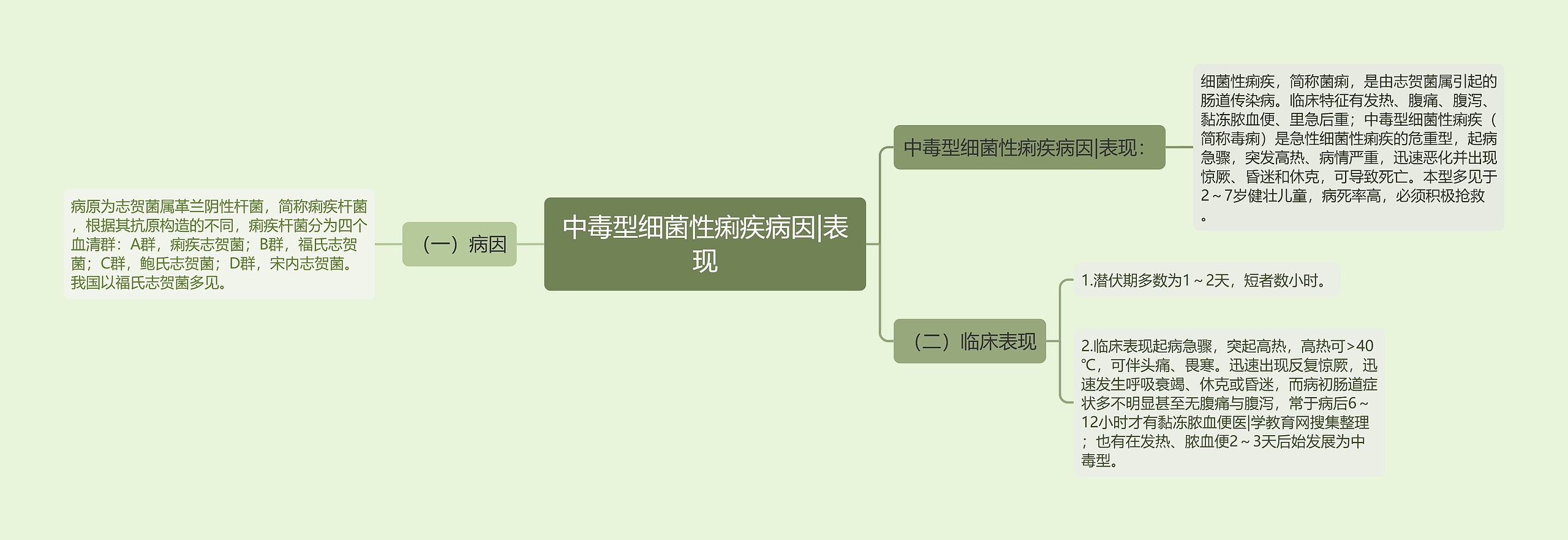 中毒型细菌性痢疾病因|表现思维导图