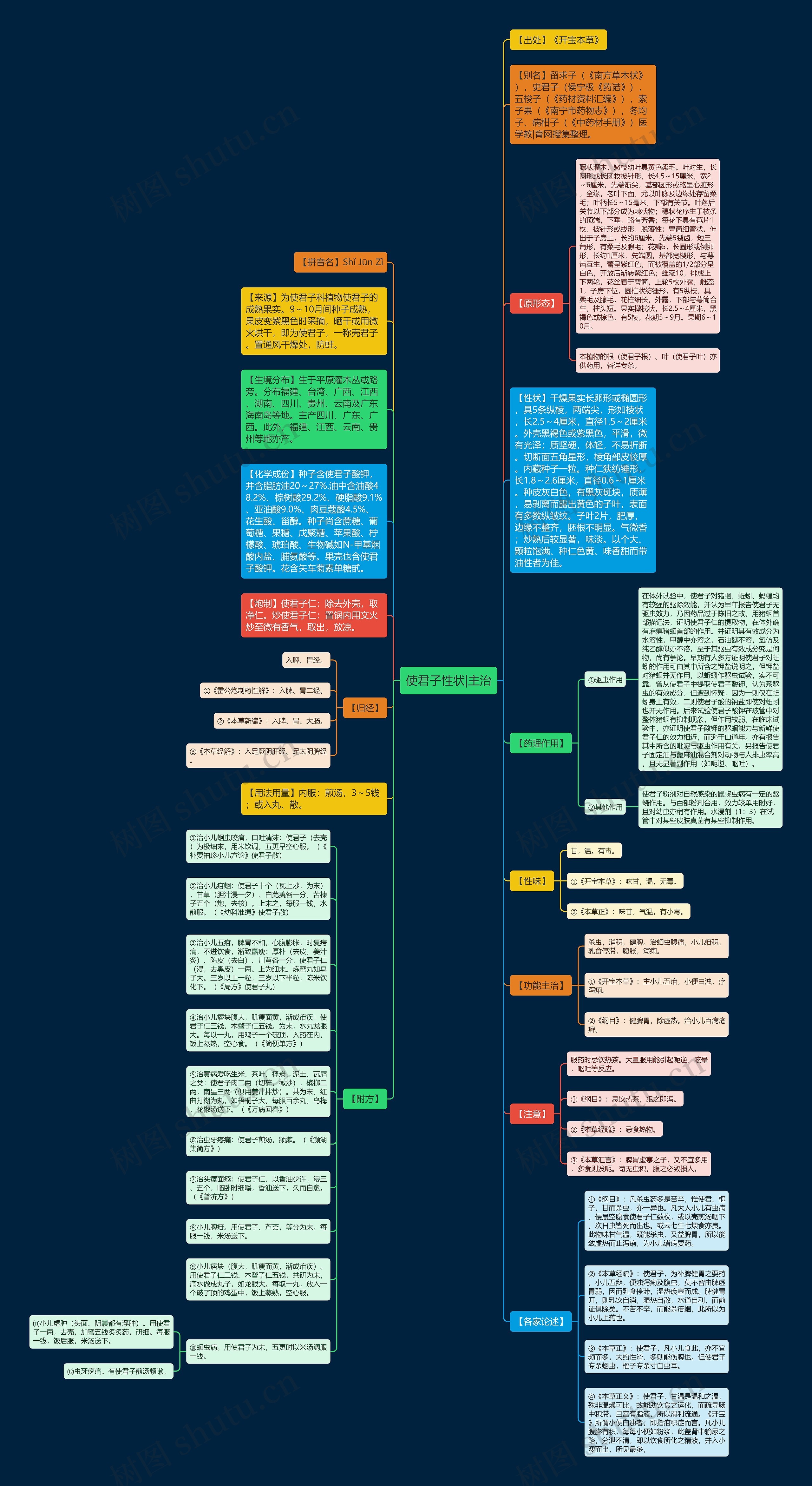 使君子性状|主治思维导图