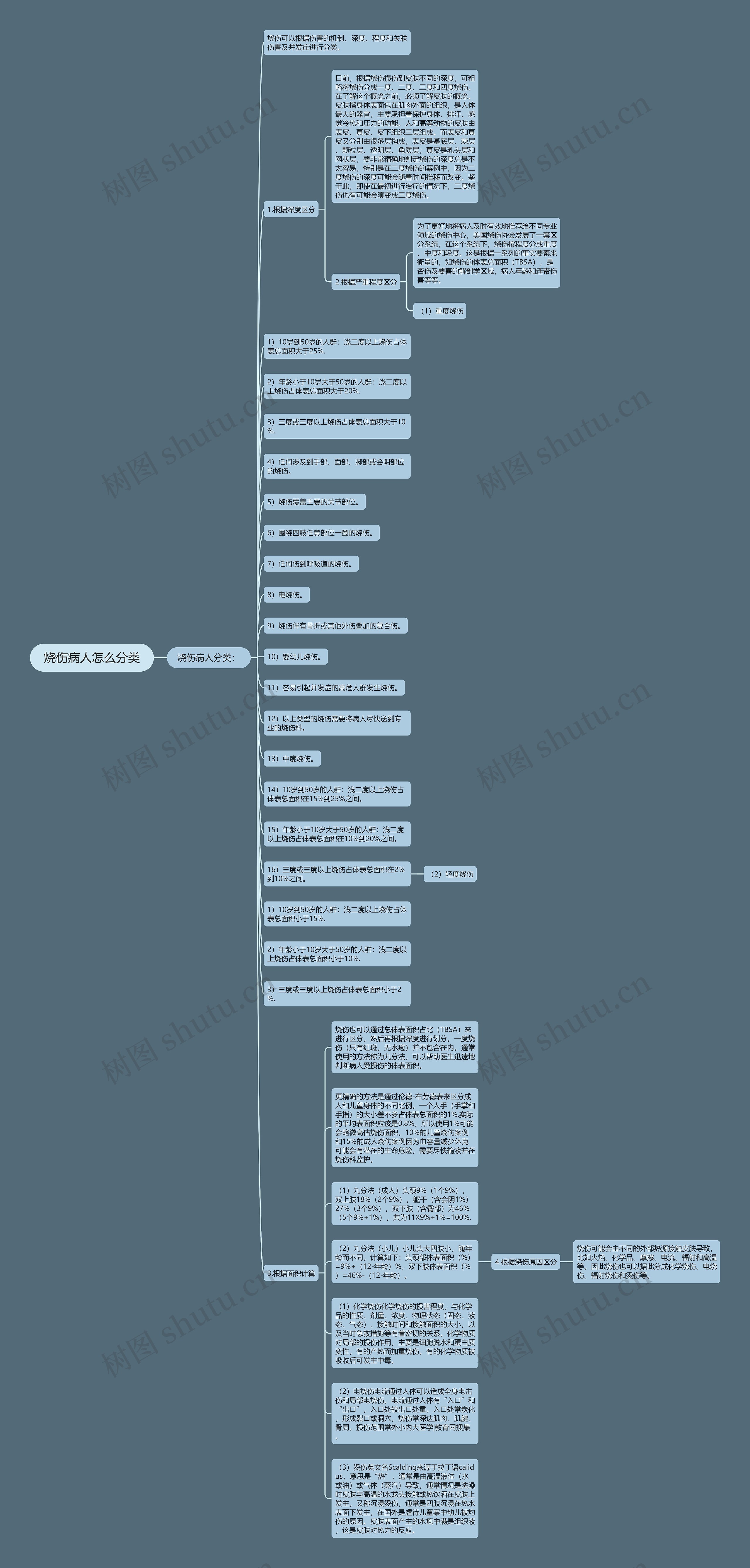 烧伤病人怎么分类思维导图