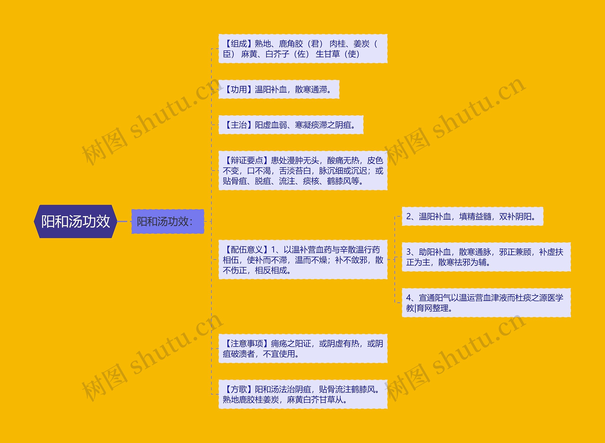 阳和汤功效思维导图