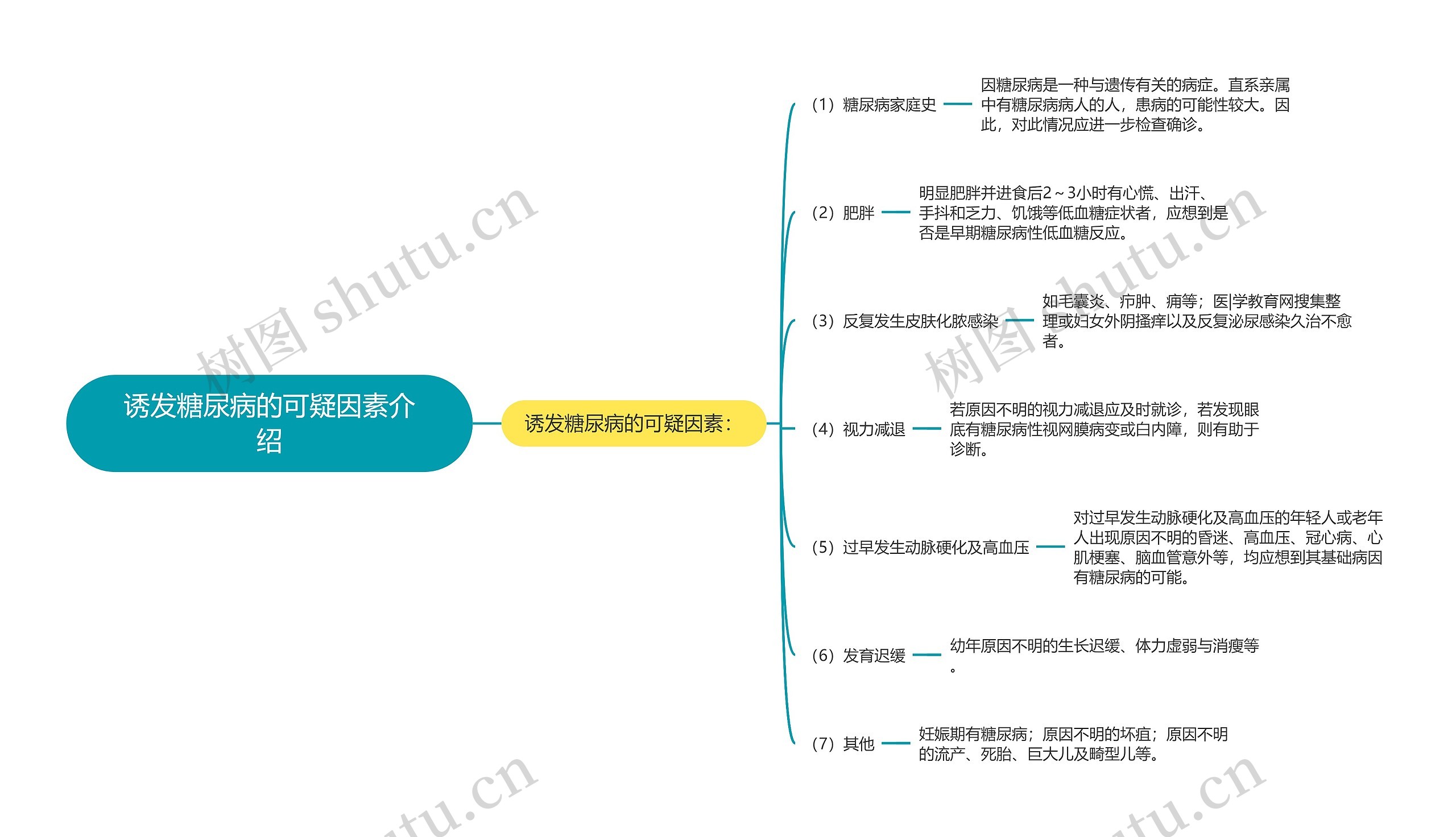 诱发糖尿病的可疑因素介绍思维导图