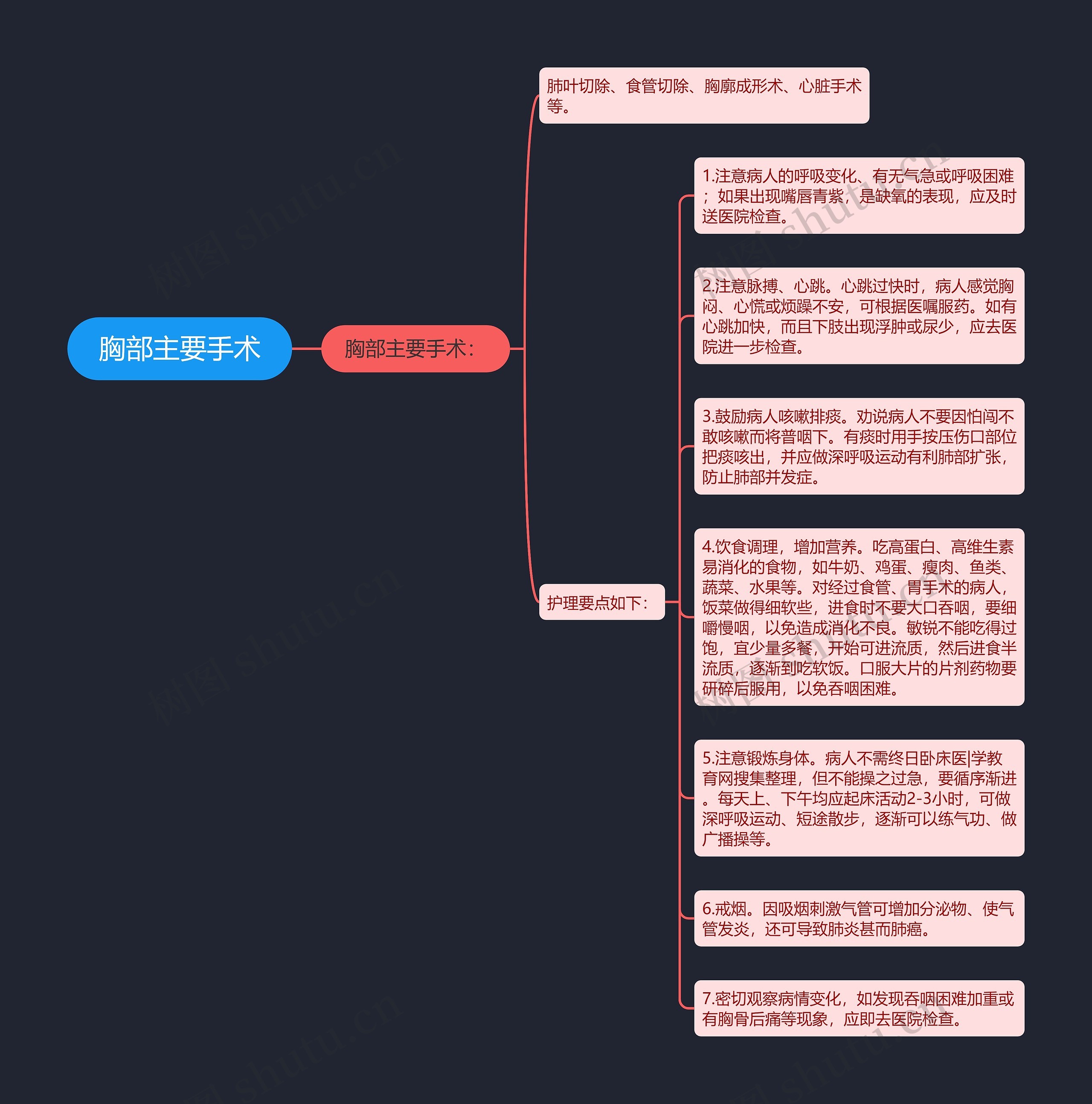 胸部主要手术思维导图