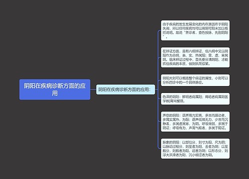 阴阳在疾病诊断方面的应用