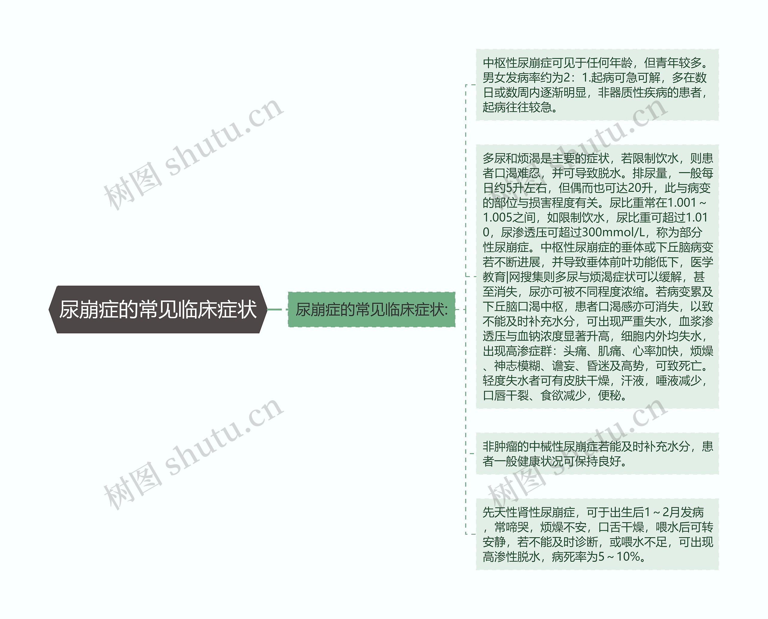 尿崩症的常见临床症状思维导图